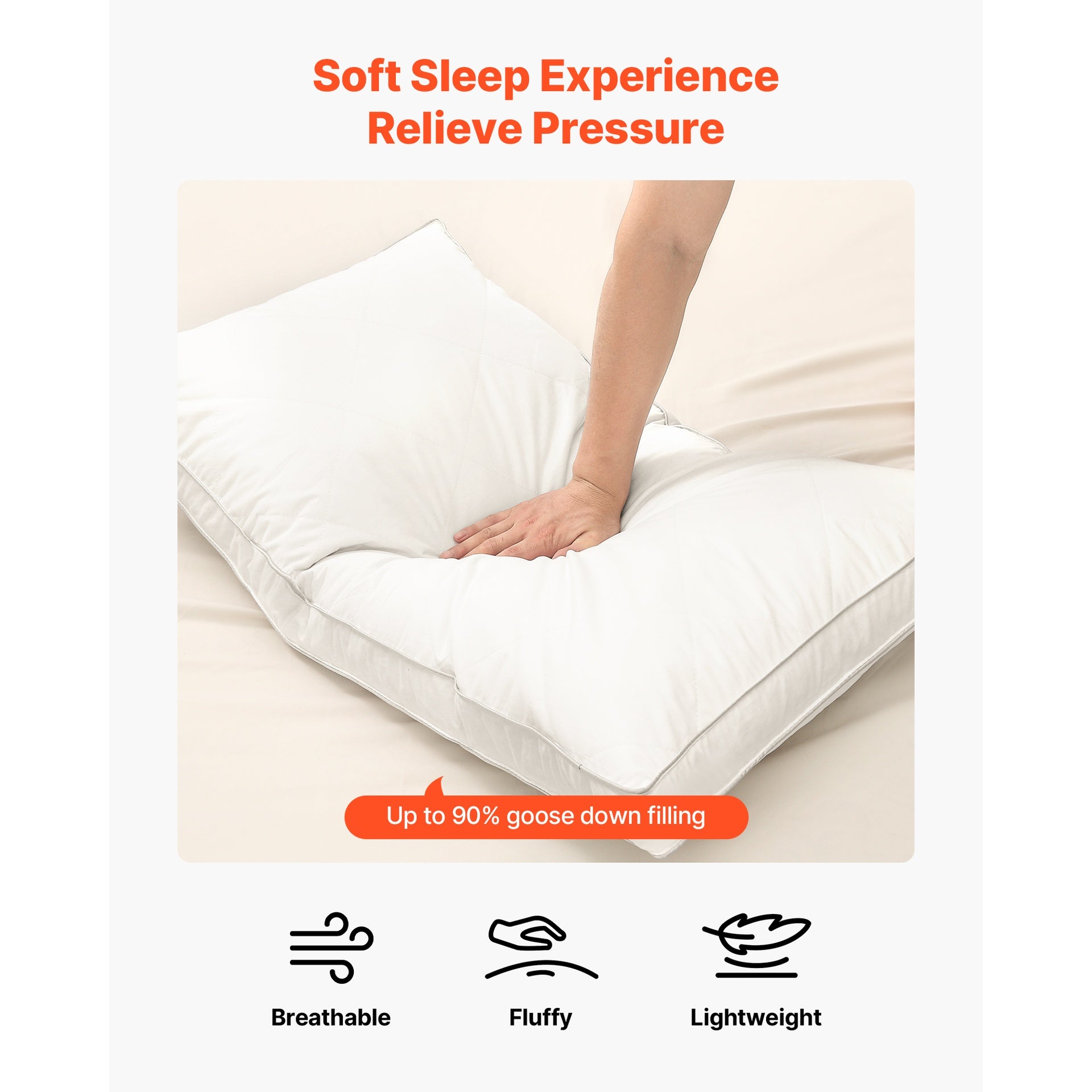 Bed Pillows for Sleeping, Set of 2, Queen Size Luxury Quality Hotel Pillows with Original Down Alternative Filling, Supportive and Fluffy, Bedding for Back, Stomach and Side Sleepers, White