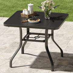 Patio Dining Table 35"x35", Square Outdoor Dining Table with 1.57" Umbrella Hole, Metal Outdoor Furniture for Patio, Graden, Backyard and Poolside, Weather-Resistant