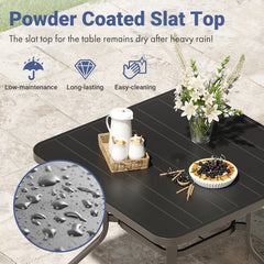 Patio Dining Table 35"x35", Square Outdoor Dining Table with 1.57" Umbrella Hole, Metal Outdoor Furniture for Patio, Graden, Backyard and Poolside, Weather-Resistant