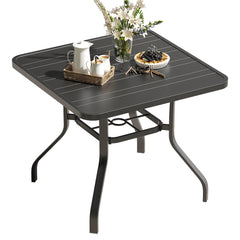 Patio Dining Table 35"x35", Square Outdoor Dining Table with 1.57" Umbrella Hole, Metal Outdoor Furniture for Patio, Graden, Backyard and Poolside, Weather-Resistant