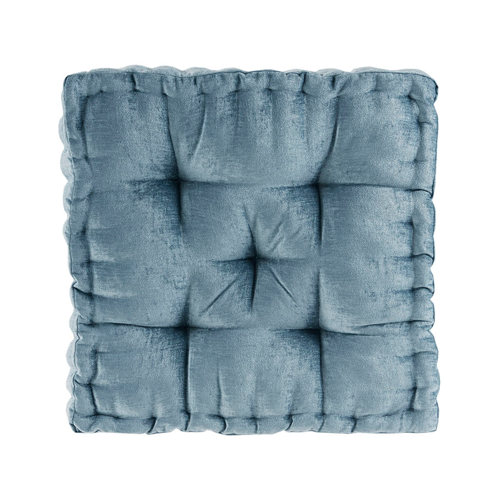 Poly Chenille Square Floor Pillow Cushion Aqua 20x20"