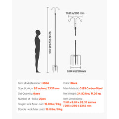 Double Shepherds Hook 8 Pack 92 Inch Heavy Duty Bird Feeder Pole