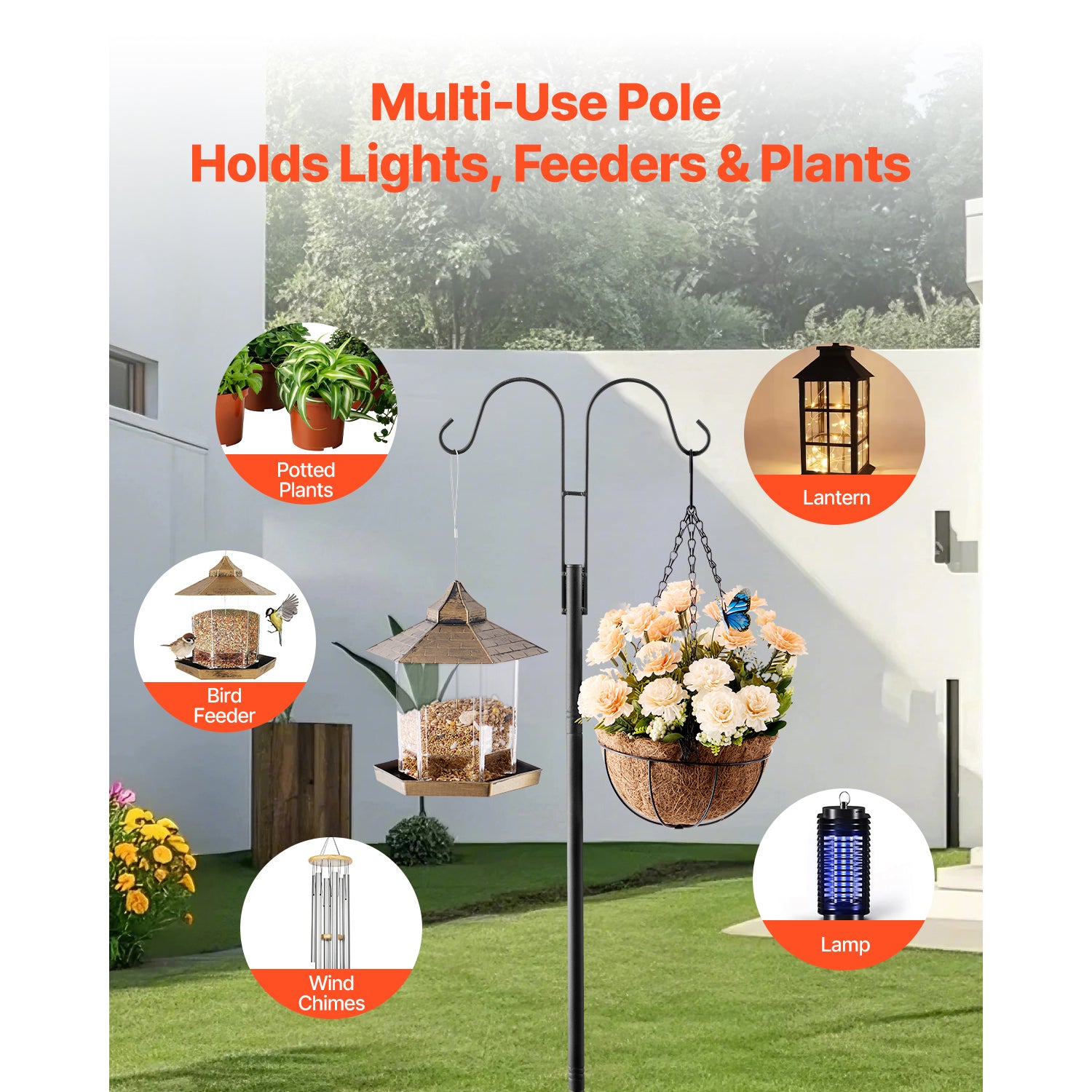 Double Shepherds Hook 8 Pack 92 Inch Heavy Duty Bird Feeder Pole