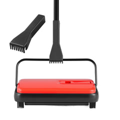Carpet Sweeper,  6.7  in Sweeping Paths, Floor Sweeper Manual Non Electric, 300 ml Dustbin Capacity with Comb for Home Office Rugs Hardwood Surfaces Wood Floors Laminate, Cleans Dust Pet Hair