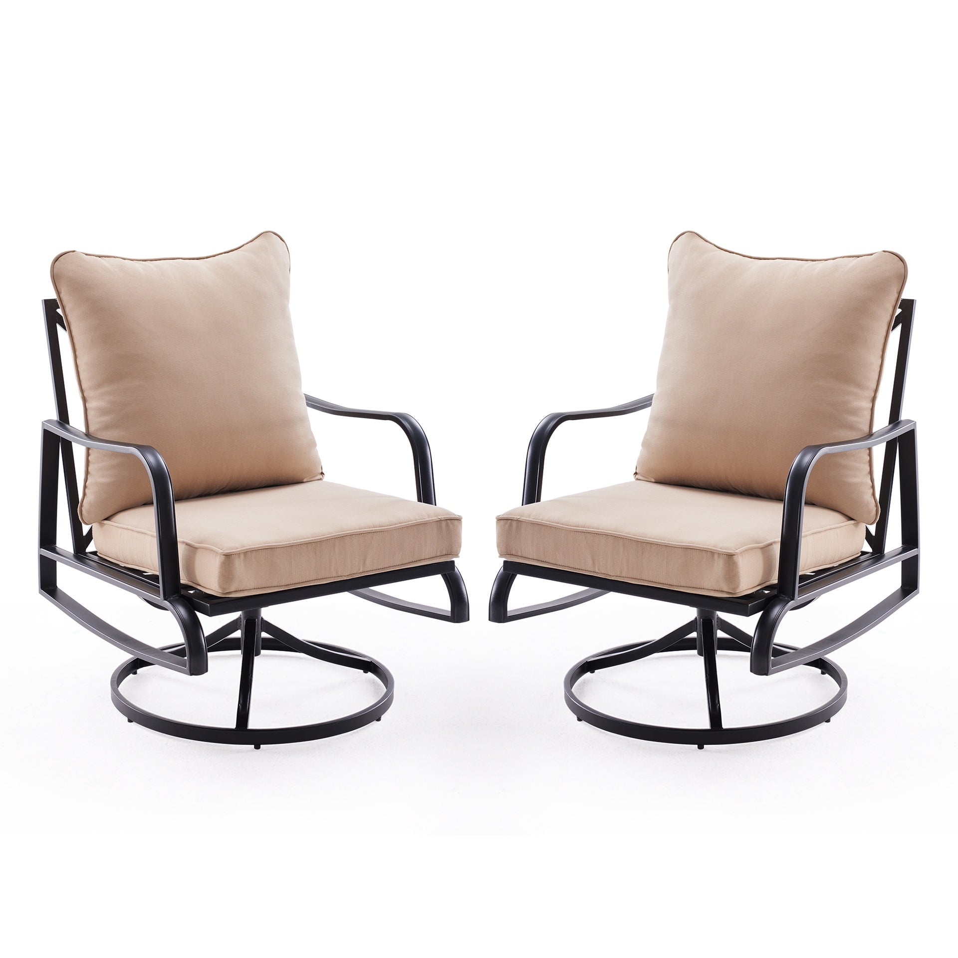 Patio Furniture Set of 2, Outdoor Swivel and Rocking Patio Chairs with 4" Thick Cushions, Bistro Set for Porch, Balcony, and Backyard