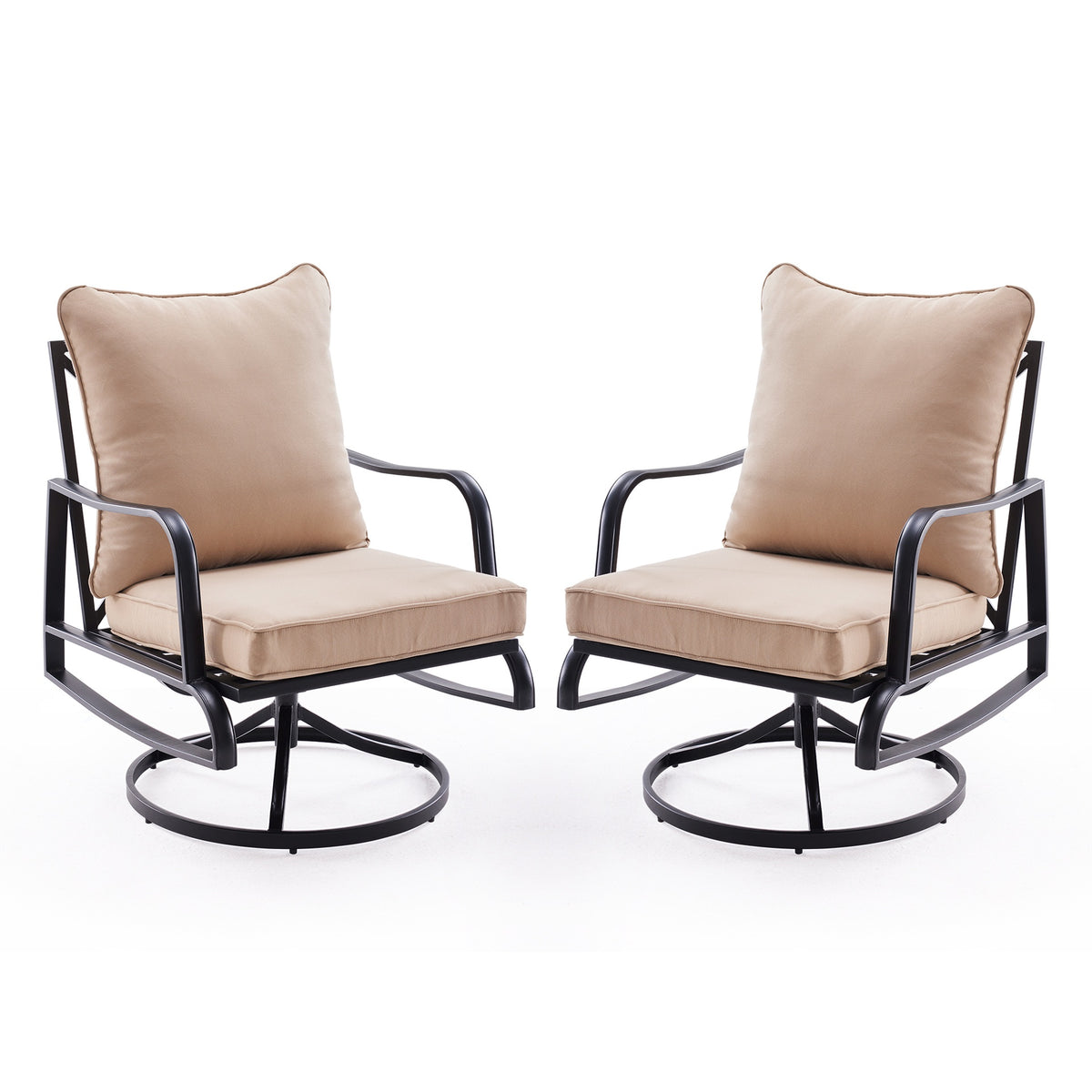 Patio Furniture Set of 2, Outdoor Swivel and Rocking Patio Chairs with 4" Thick Cushions, Bistro Set for Porch, Balcony, and Backyard