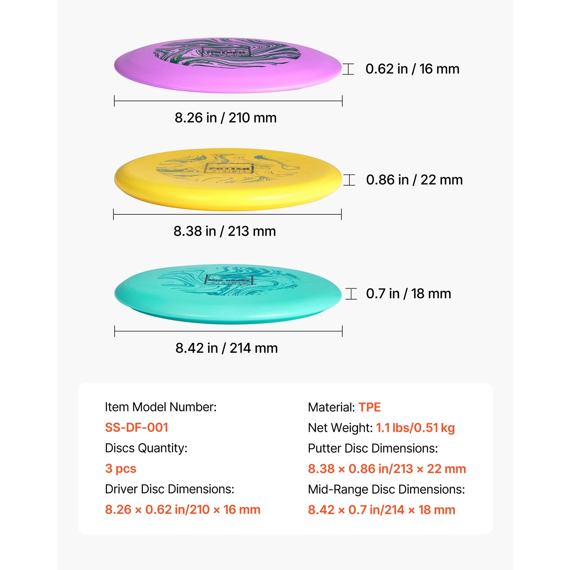 Disc Golf Set, 3 Pack Disc Golf Starter Set, Beginners Flying Discs for Full-Body Strength Training, with Putter, Mid-Range, Driver, PDGA Approved, for Outdoor Backyard, Lawn, Beach, and Park