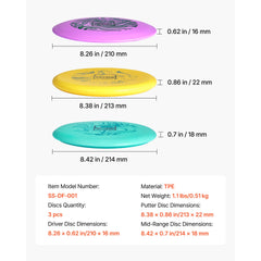 Disc Golf Set, 3 Pack Disc Golf Starter Set, Beginners Flying Discs for Full-Body Strength Training, with Putter, Mid-Range, Driver, PDGA Approved, for Outdoor Backyard, Lawn, Beach, and Park