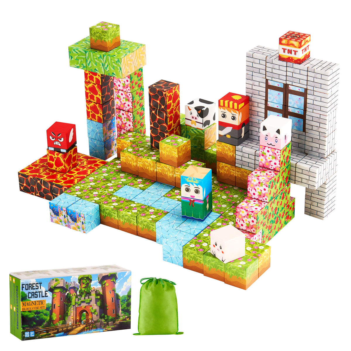 Magnetic Blocks 150 PCS Forest Castle Set STEM Montessori Sensory Toys