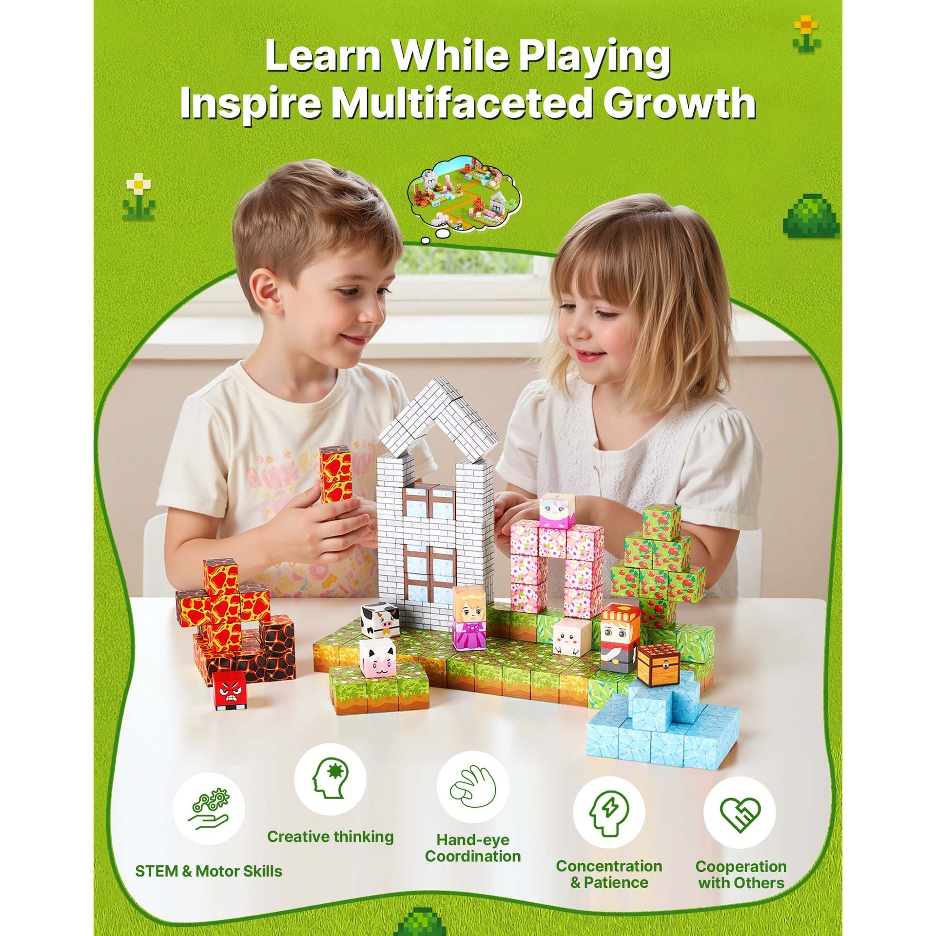 Magnetic Blocks 150 PCS Forest Castle Set STEM Montessori Sensory Toys