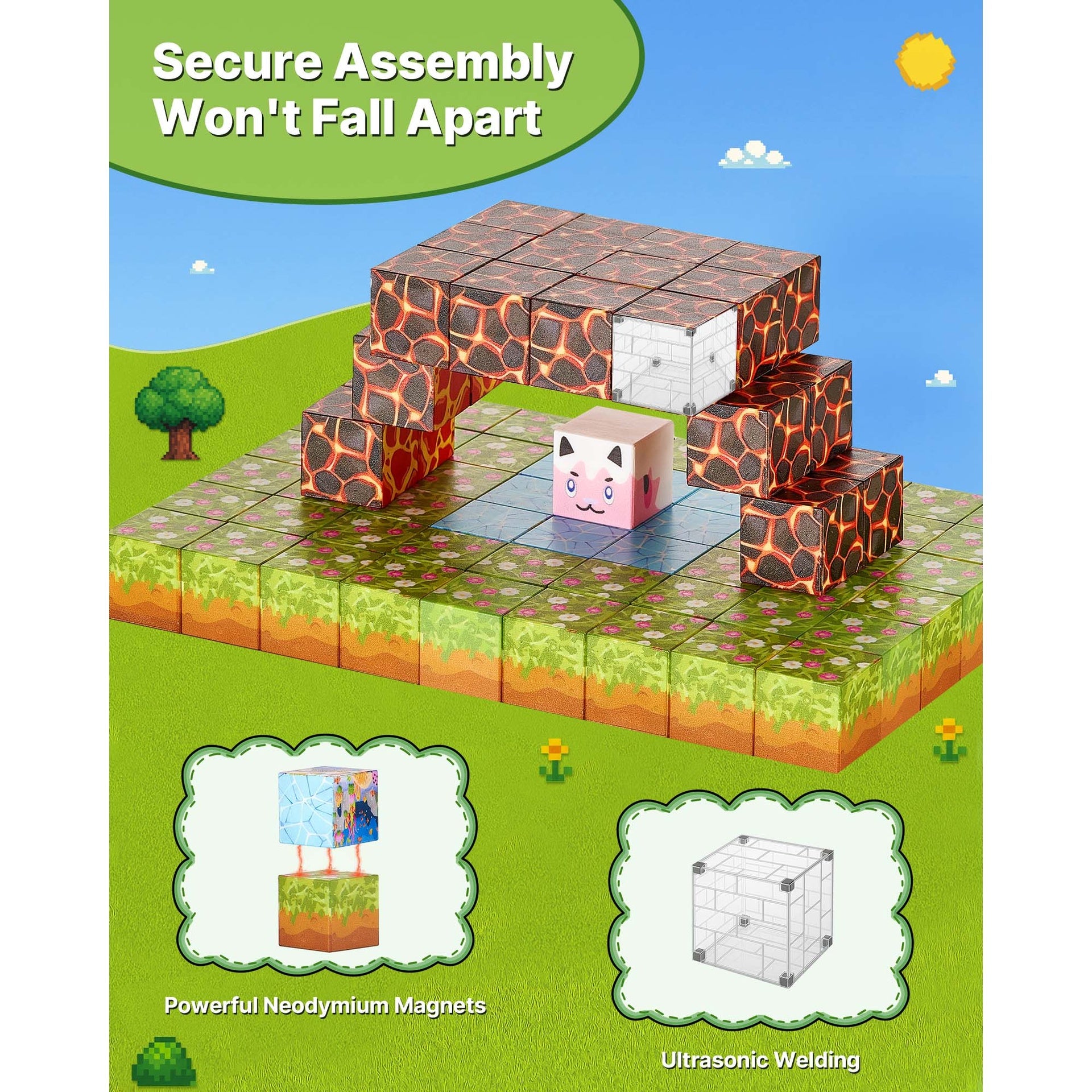 Magnetic Blocks 150 PCS Forest Castle Set STEM Montessori Sensory Toys
