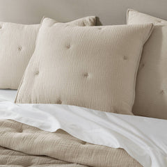 1-Piece Euro Sham Cotton Gauze  Embroidered Euro Sham,Taupe