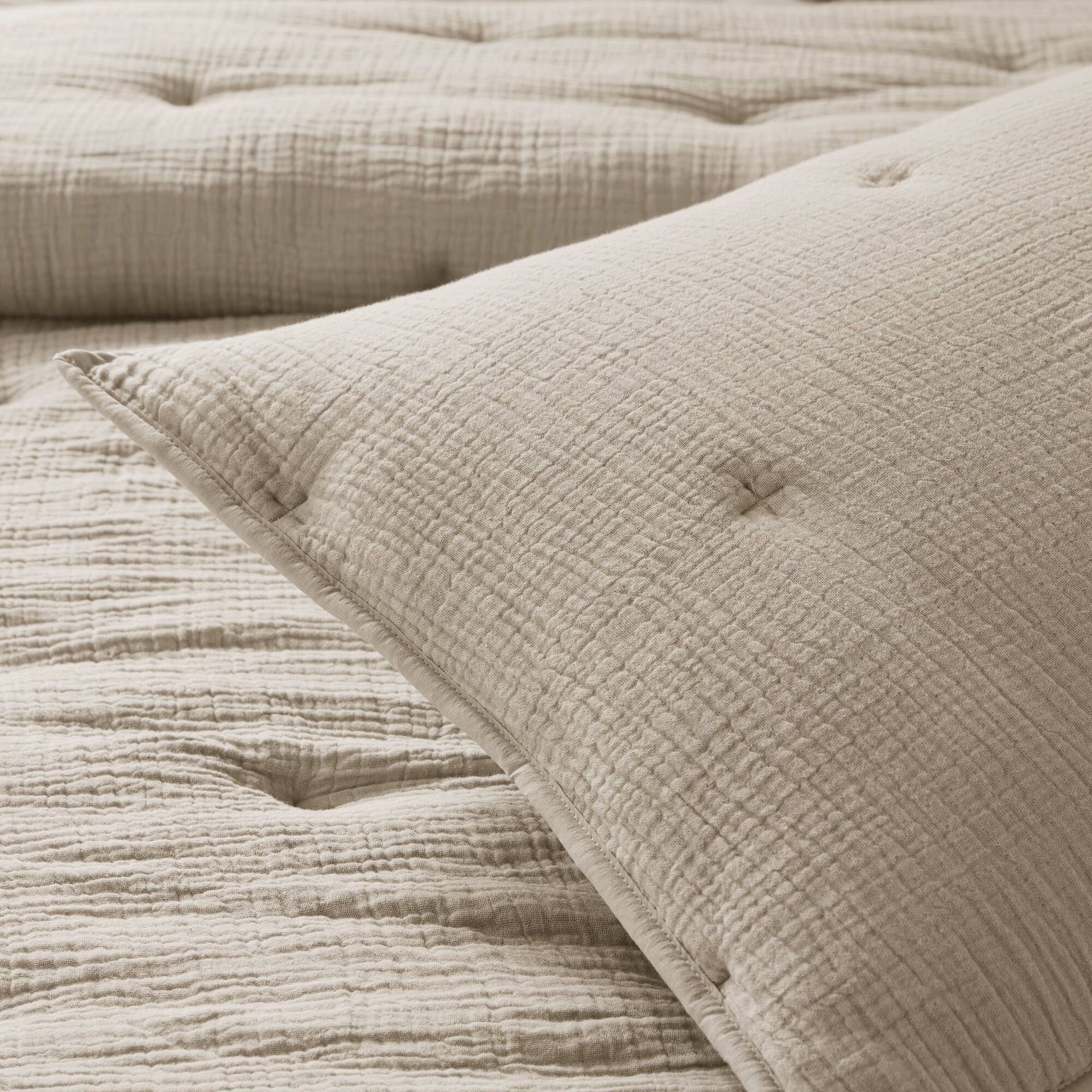 1-Piece Euro Sham Cotton Gauze  Embroidered Euro Sham,Taupe