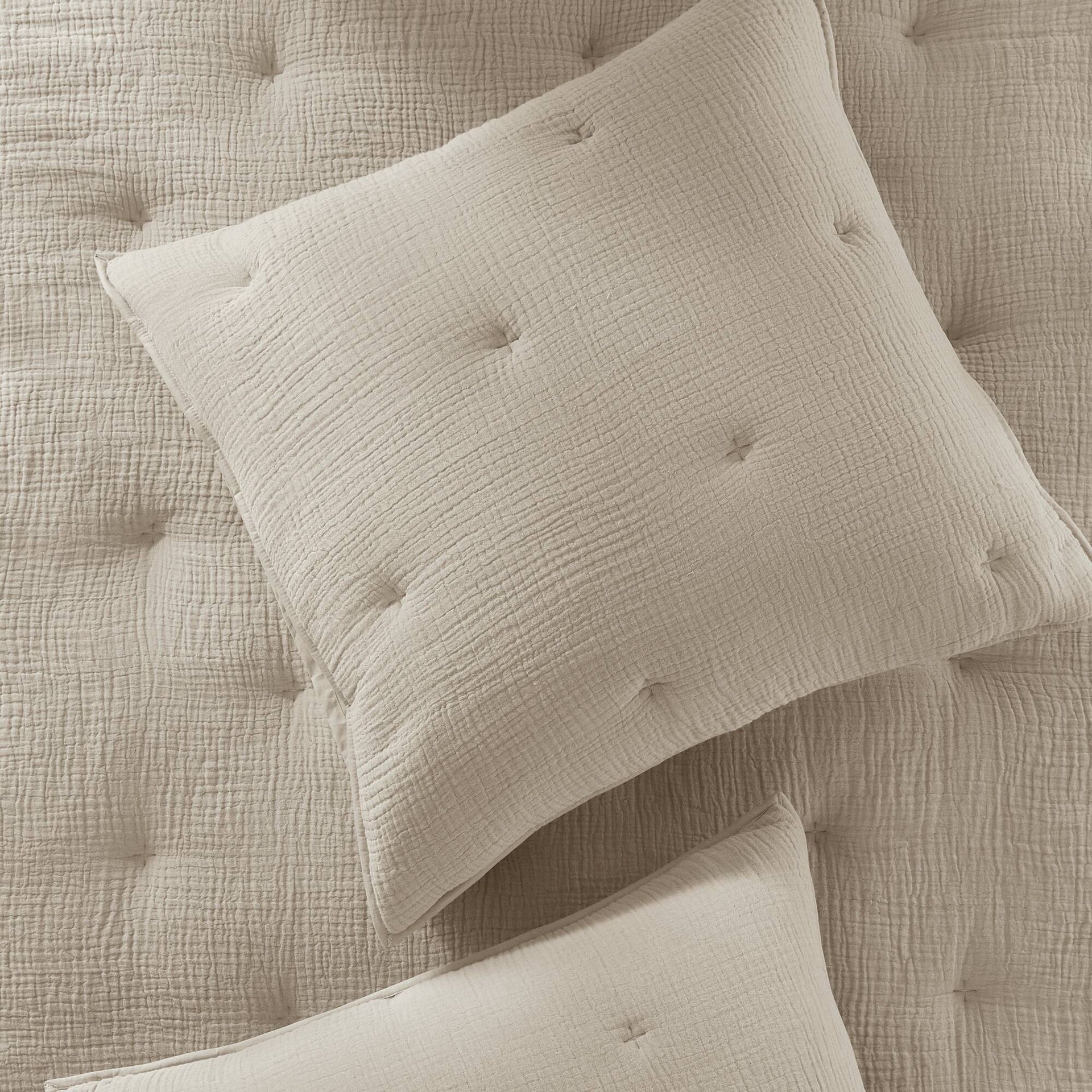1-Piece Euro Sham Cotton Gauze  Embroidered Euro Sham,Taupe