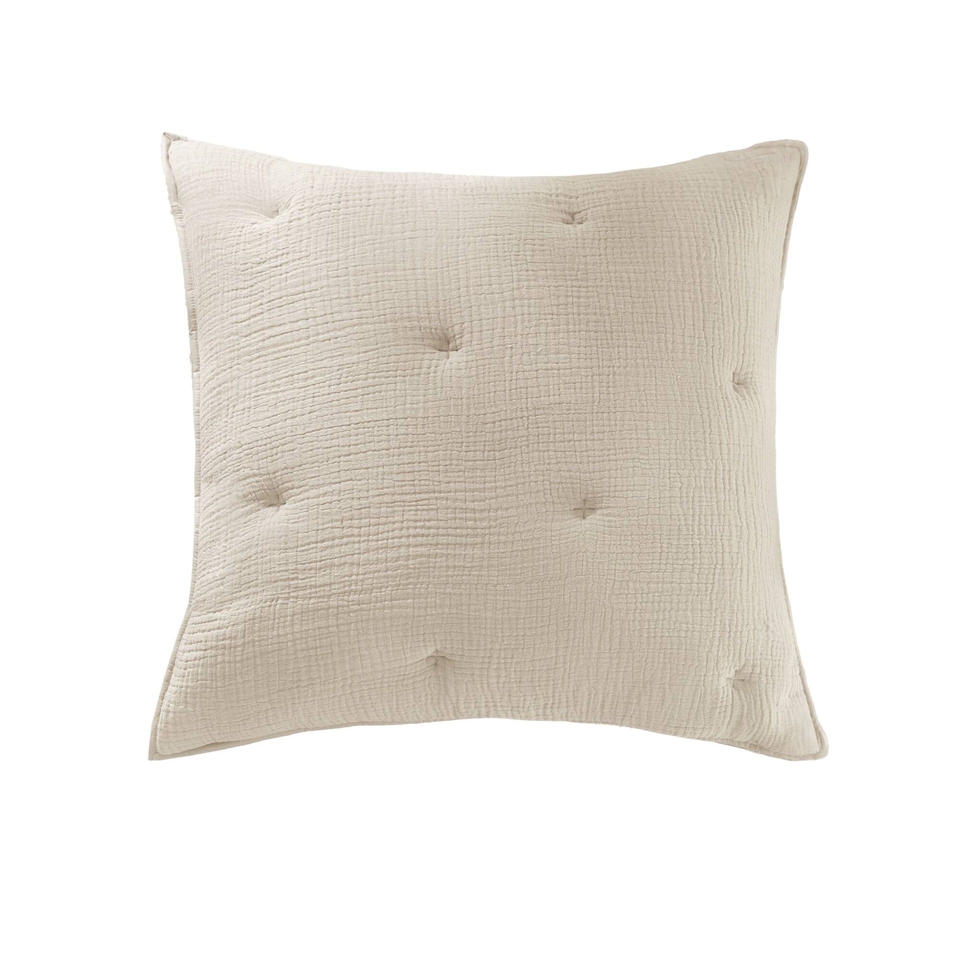 1-Piece Euro Sham Cotton Gauze  Embroidered Euro Sham,Taupe