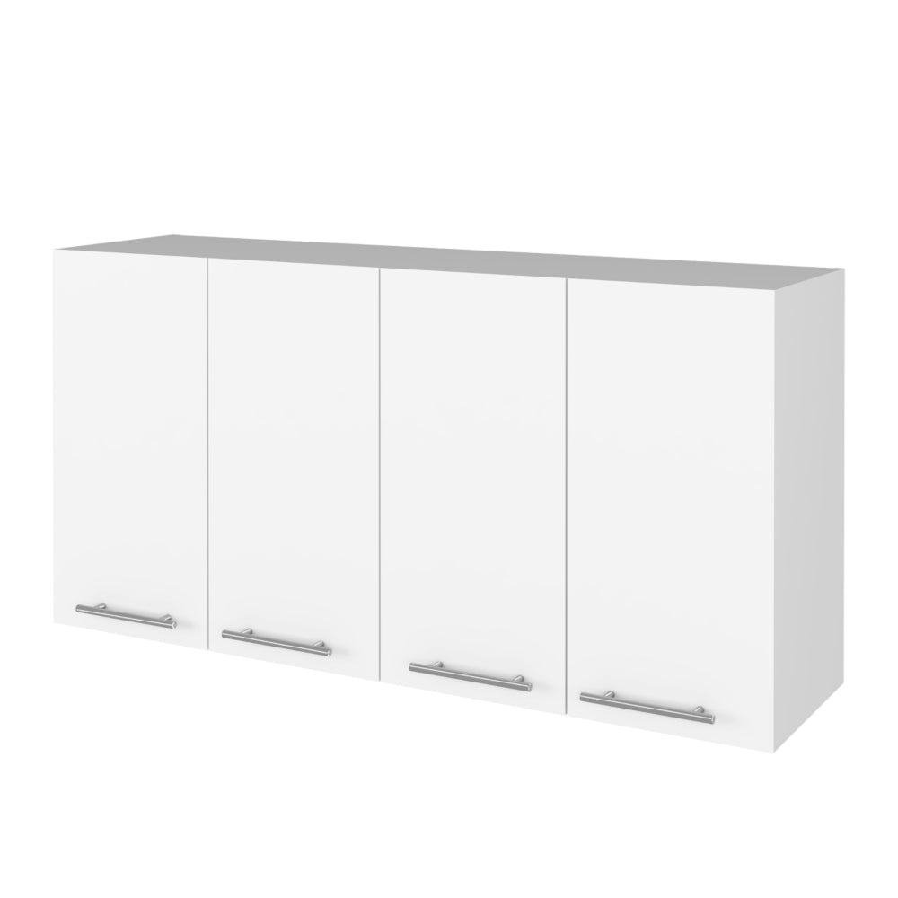 Burlingame 5-Shelf 4-Door 2-piece Kitchen Set, Kitchen Island and Upper Wall Cabinet White and Light Oak