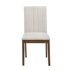 Contemporary Brown Finish Dining Chairs Set of 2 Fabric Upholstery Seat and Back Wooden Kitchen Dinng Furniture