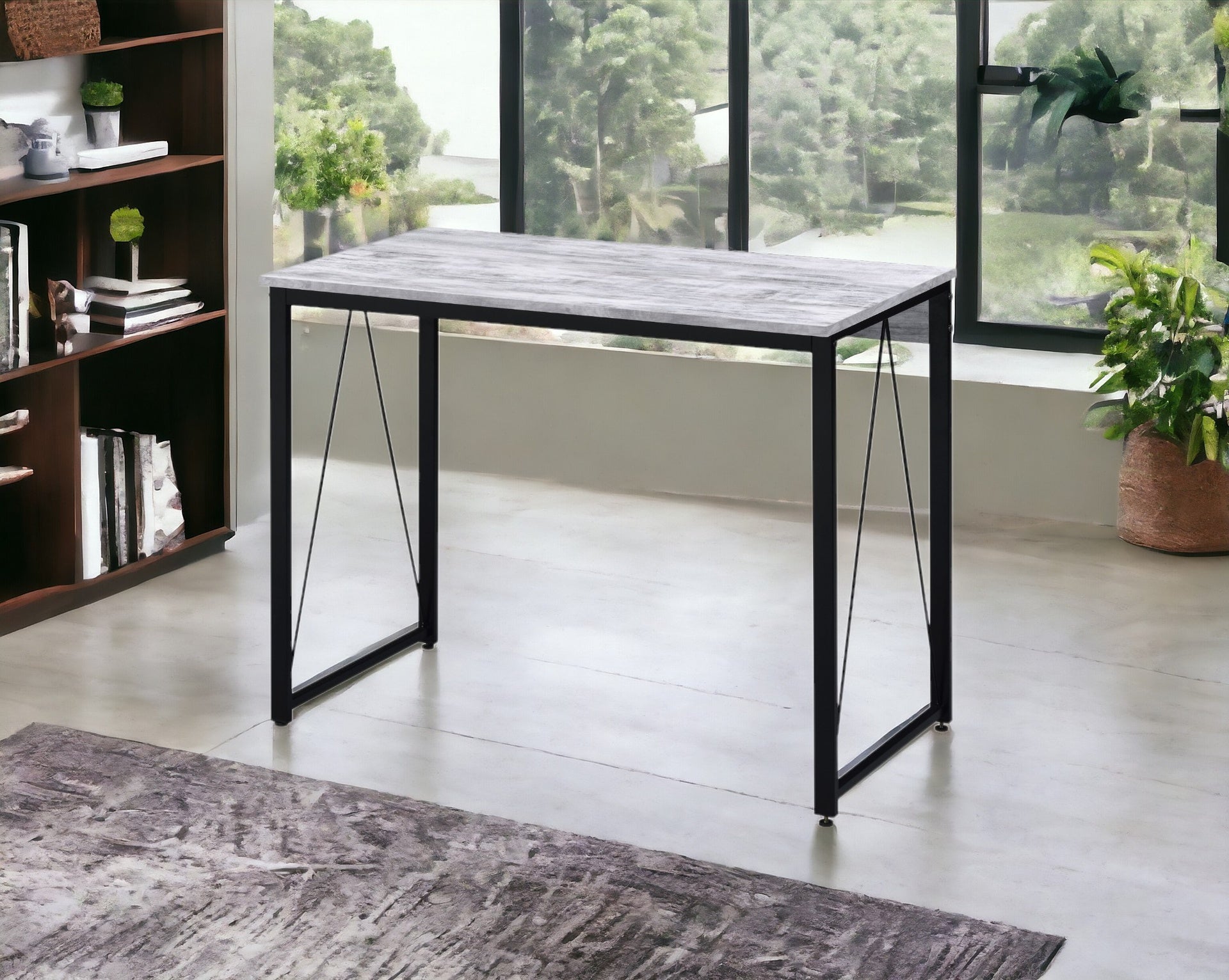 Zaidin Antique White& Black Finish Writing Desk