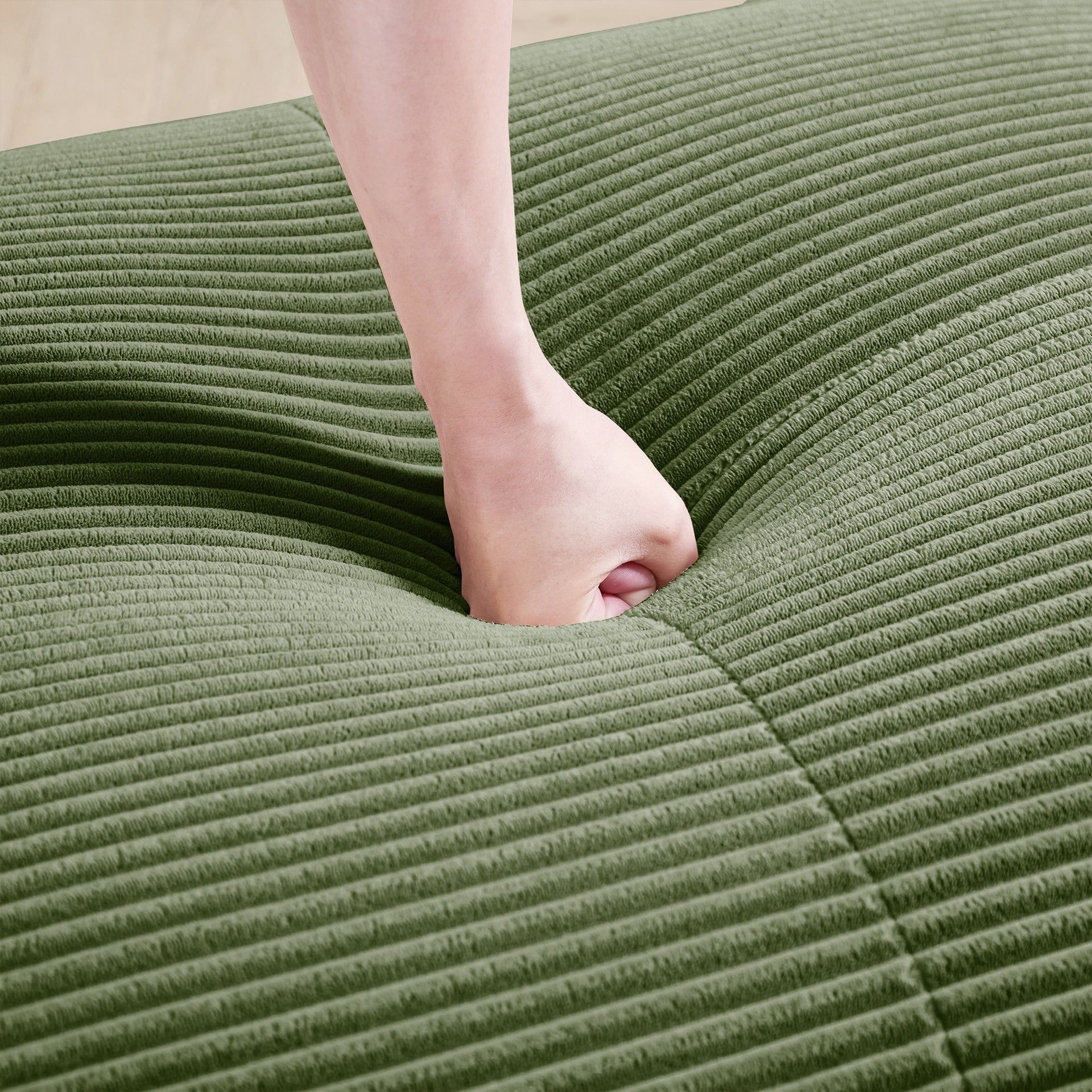 Hamlet LSF&RSF Corner Sofa W/Pillows Corduroy- Olive green