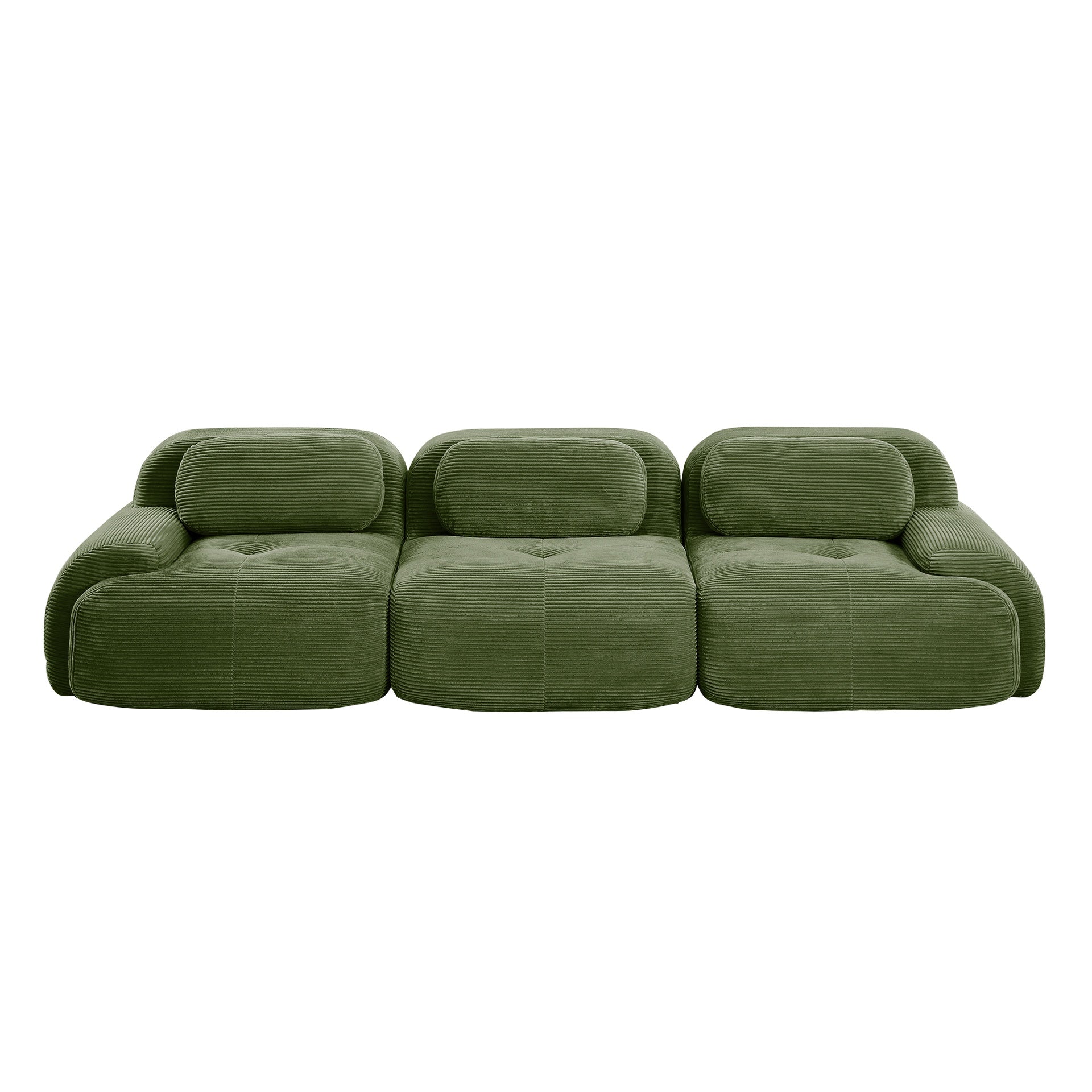 3-seat sofa premiumCorduroy Fabric fabric modular multi-combination anti-slip design no assembly curved armrests ergonomic support high-resilience sponge for living rooms bedrooms,Olive green