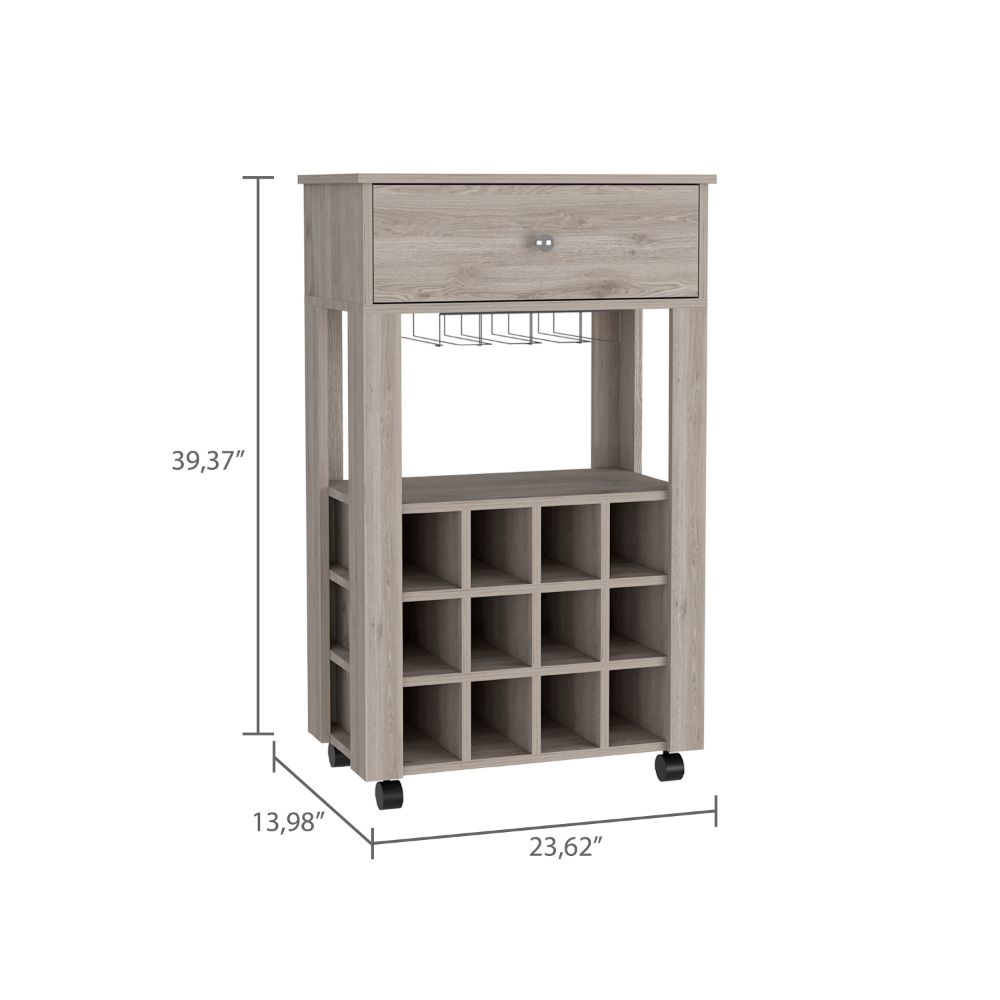 DEPOT E-SHOP Margh Bar Cart Drawer, Light Gray