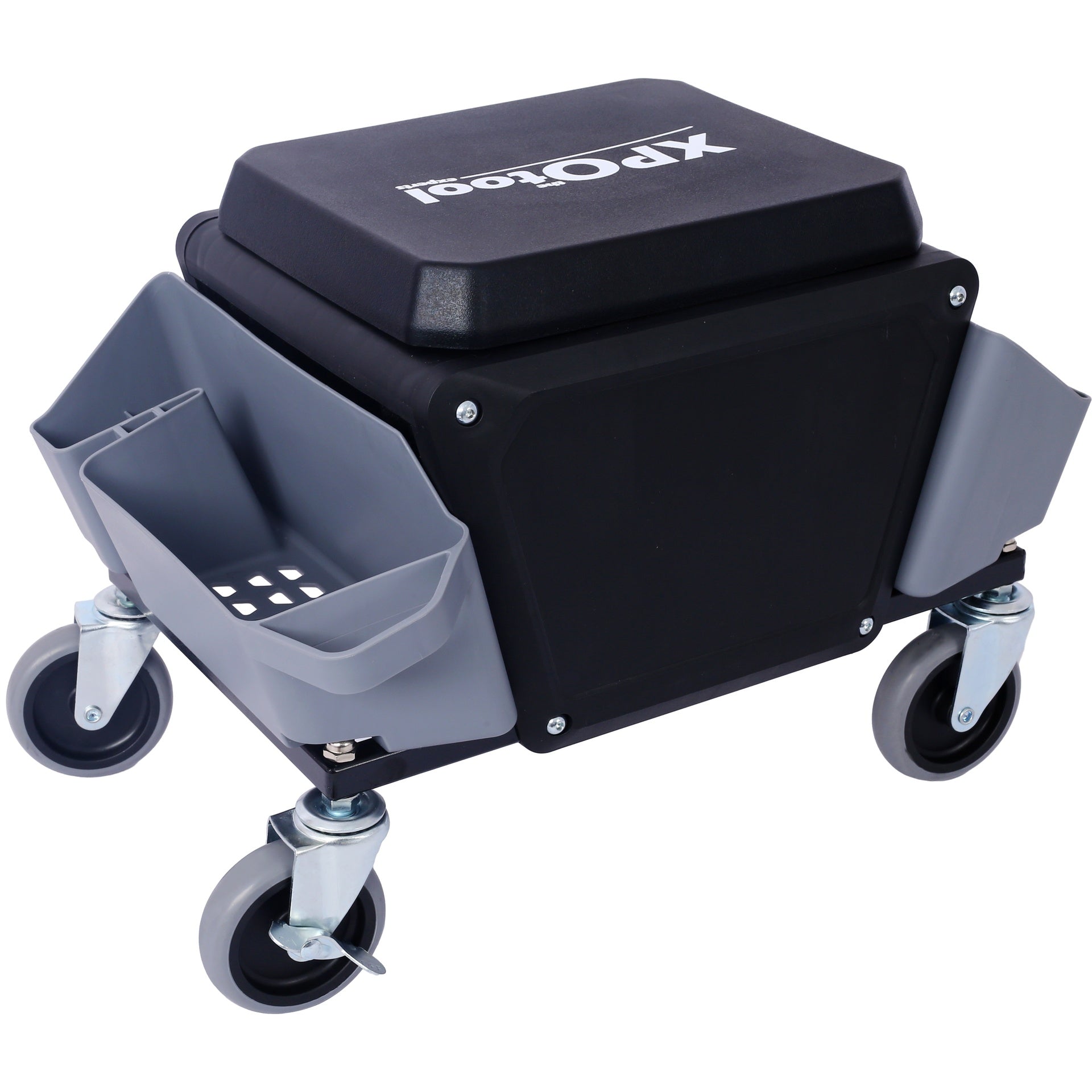 Heavy Duty Mechanic Stool with 330lbs Load Capability, Garage Stool with Wheels, Rolling Creeper with Soft Rubber Cushion Seating for Auto Repair and DIY Home Car Beauty, Gray