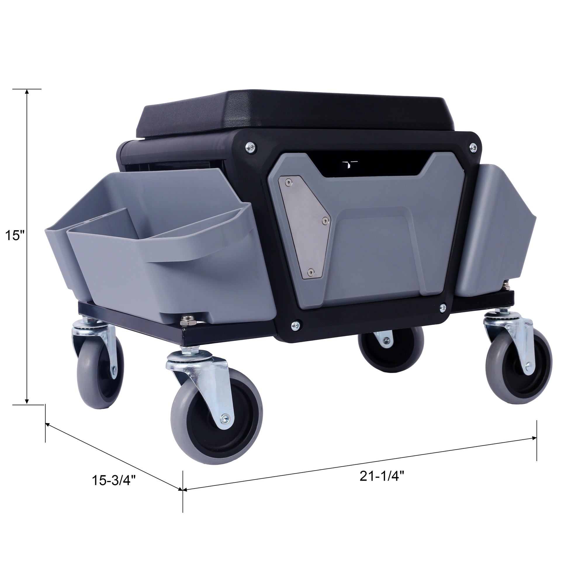 Heavy Duty Mechanic Stool with 330lbs Load Capability, Garage Stool with Wheels, Rolling Creeper with Soft Rubber Cushion Seating for Auto Repair and DIY Home Car Beauty, Gray