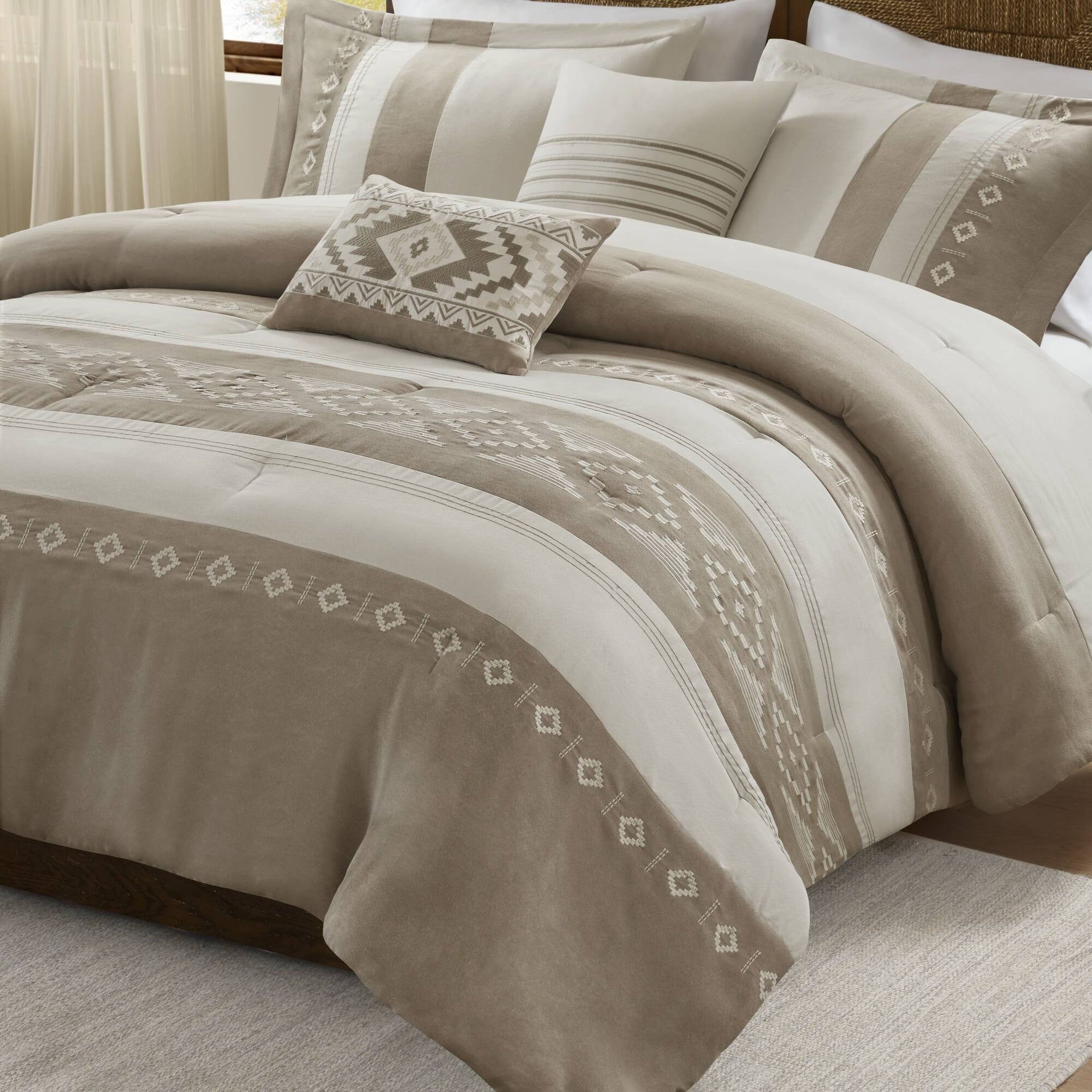 5-Piece Full/Queen Comforter 5pcs Set,Taupe