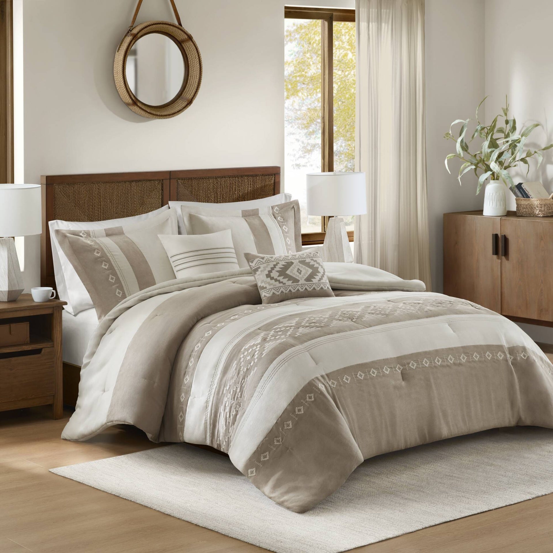 5-Piece Full/Queen Comforter 5pcs Set,Taupe