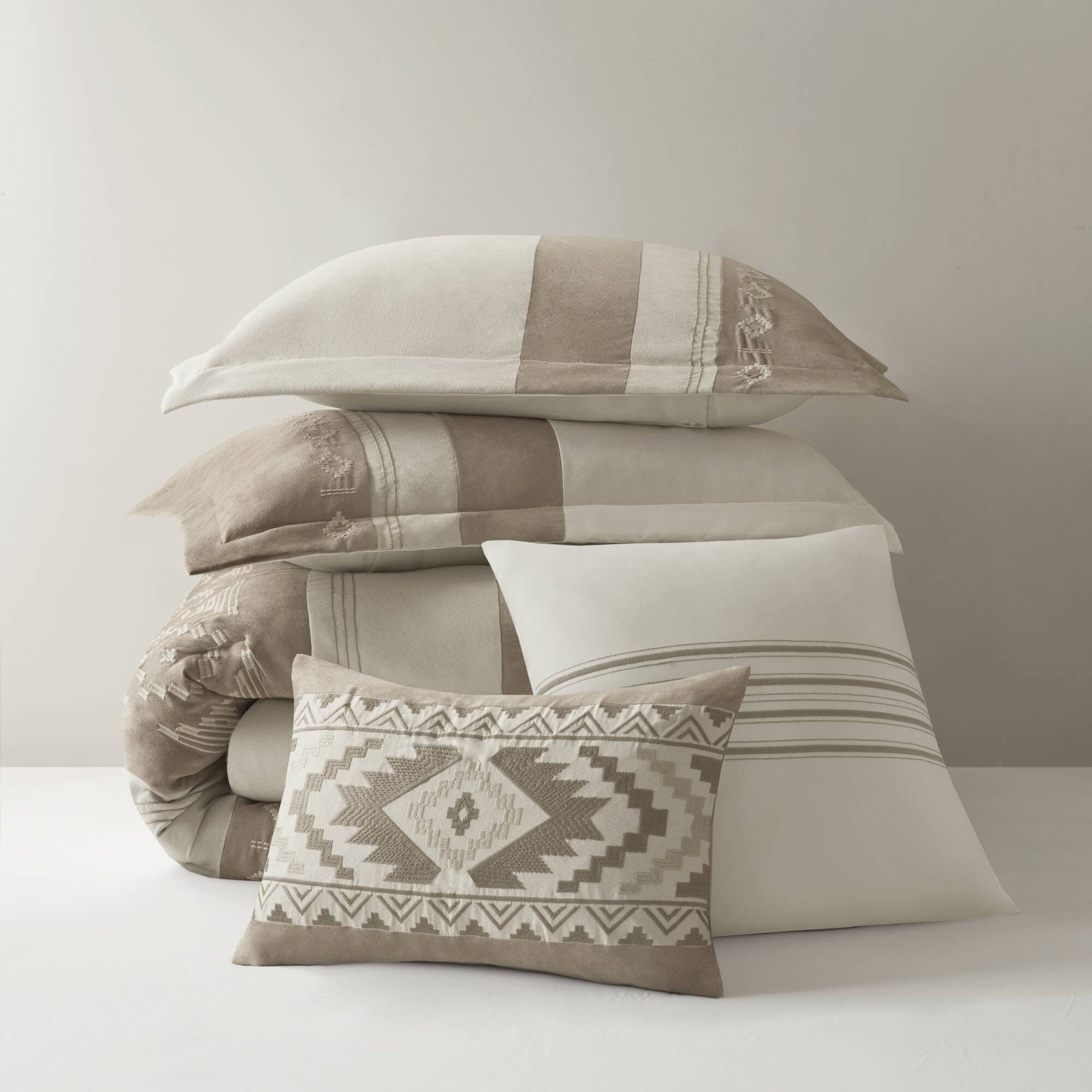 5-Piece Full/Queen Comforter 5pcs Set,Taupe