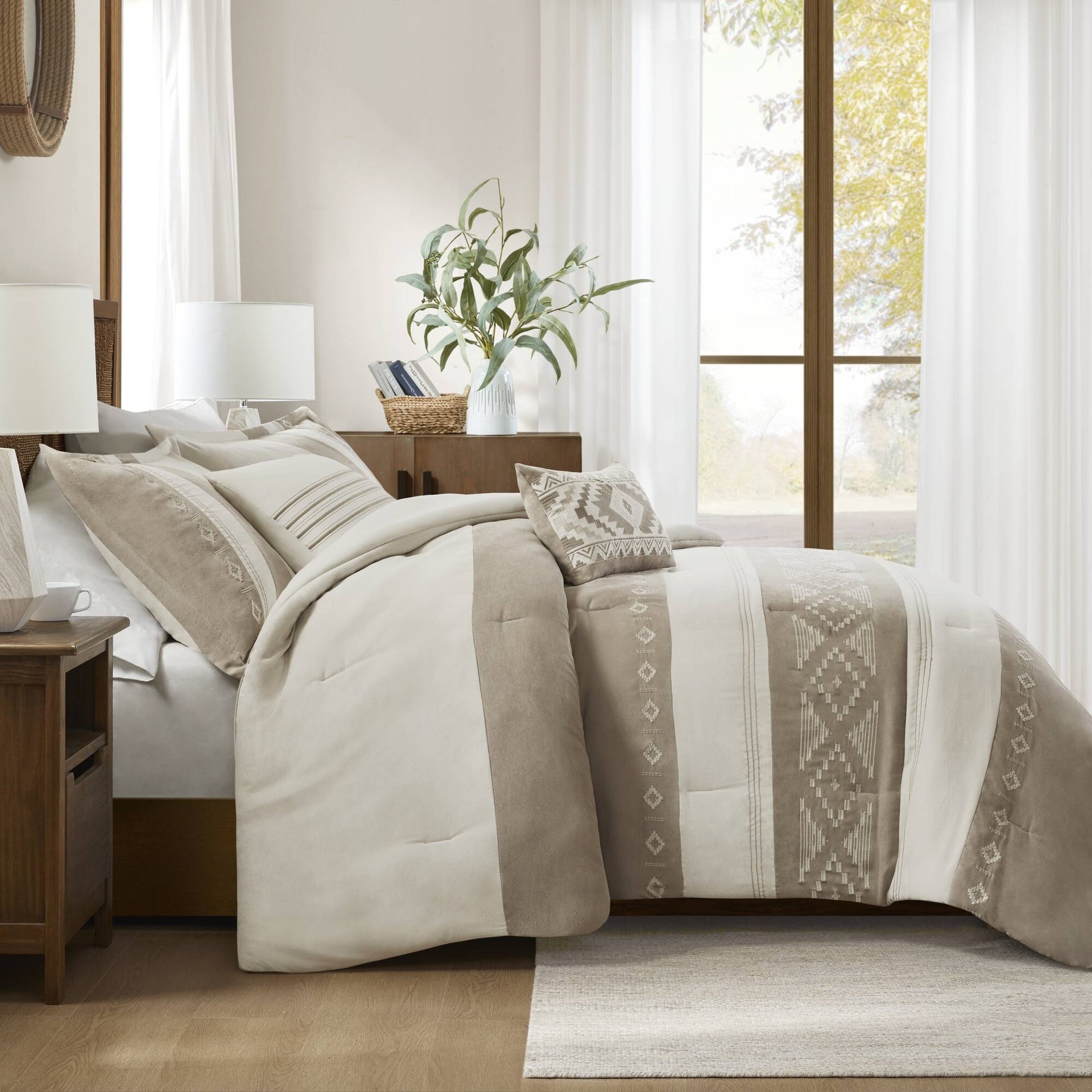5-Piece Full/Queen Comforter 5pcs Set,Taupe