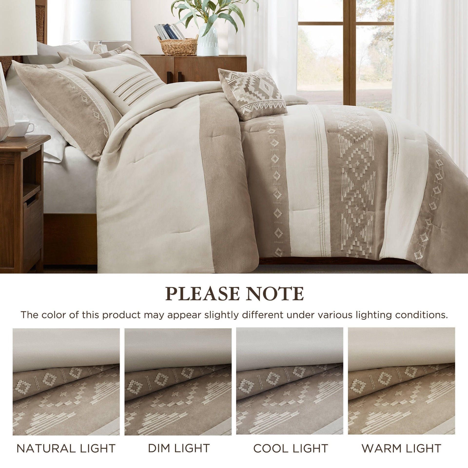5-Piece Full/Queen Comforter 5pcs Set,Taupe