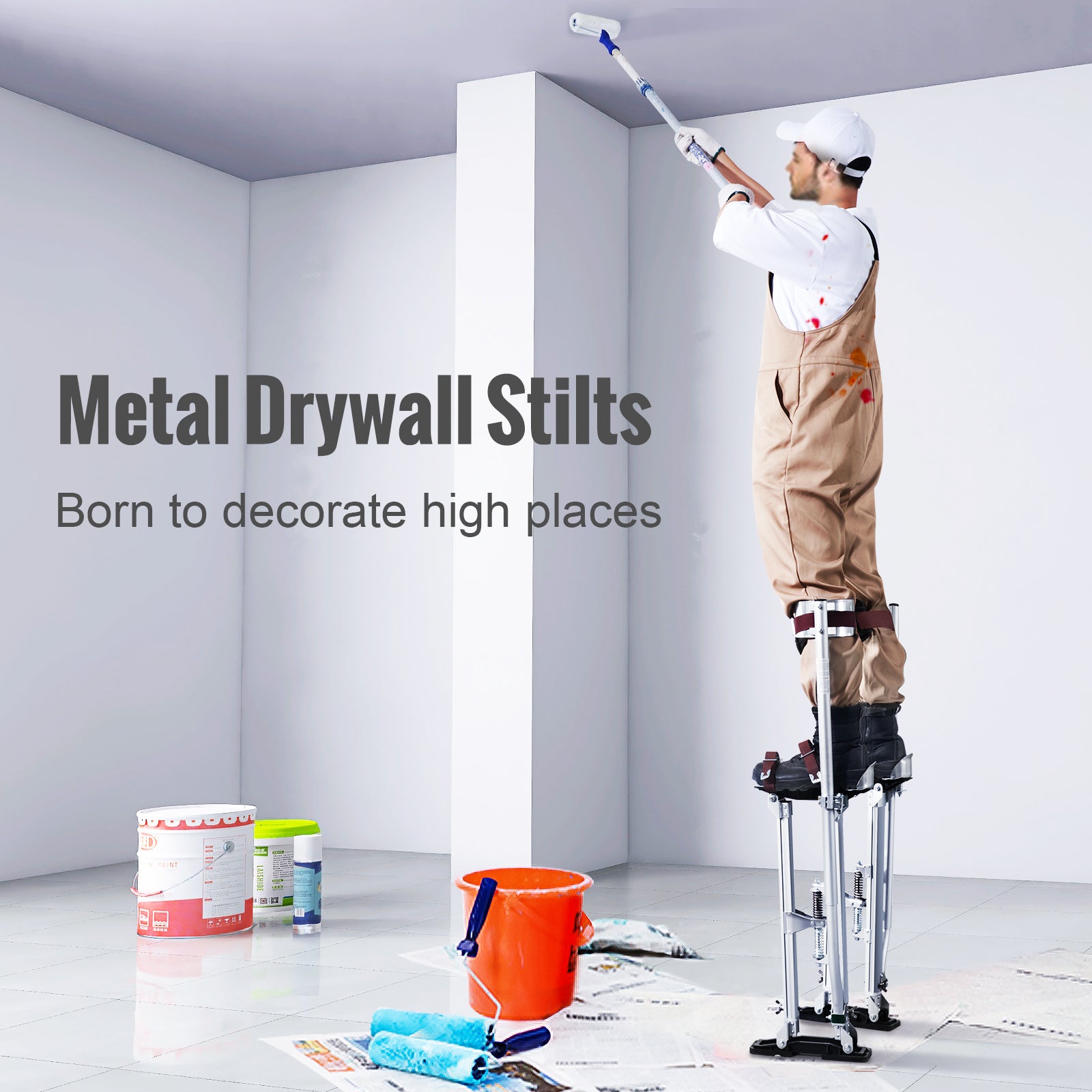 Drywall Stilts Aluminum Tool Stilts 24''-40'' Adjustable Painting Silver