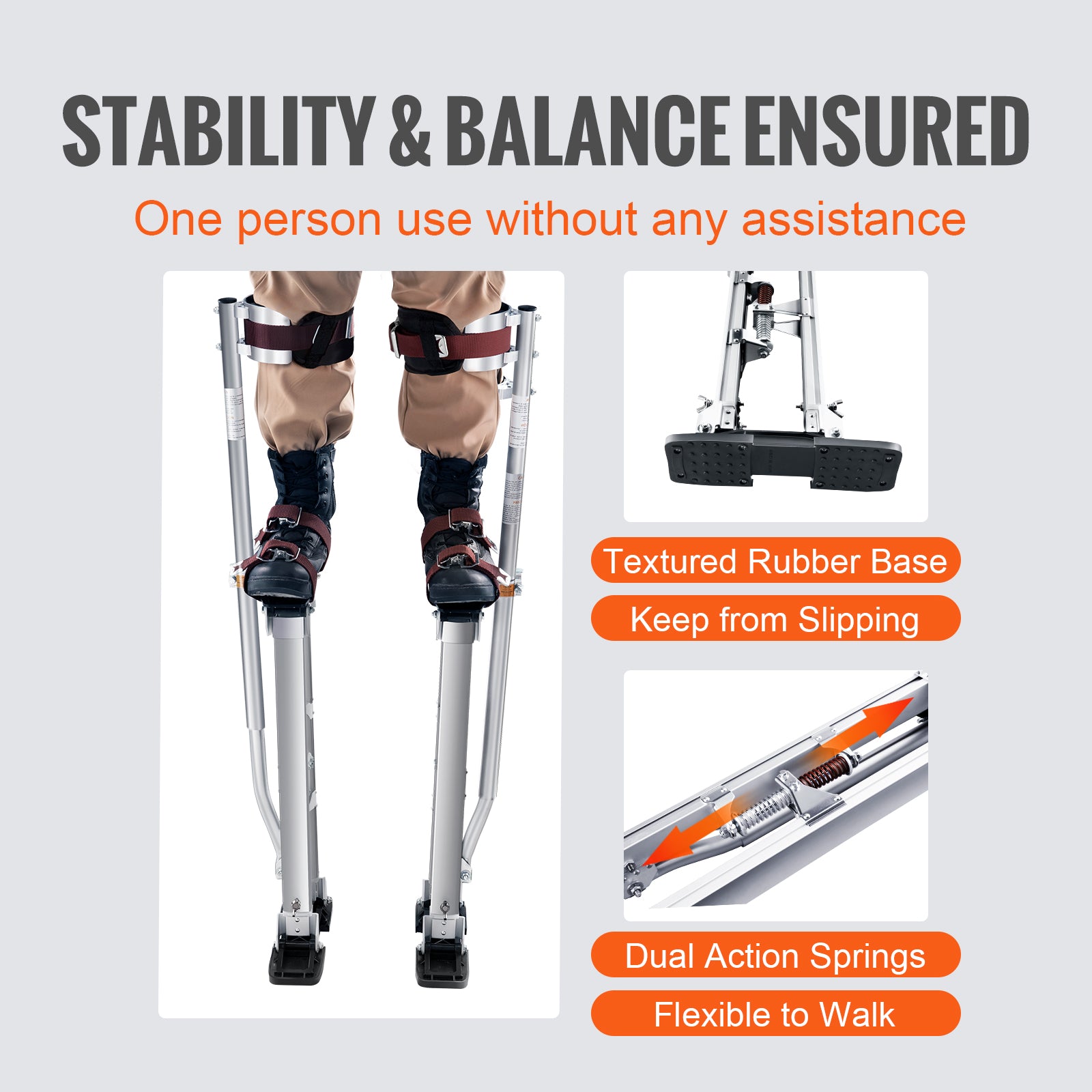 Drywall Stilts Aluminum Tool Stilts 24''-40'' Adjustable Painting Silver