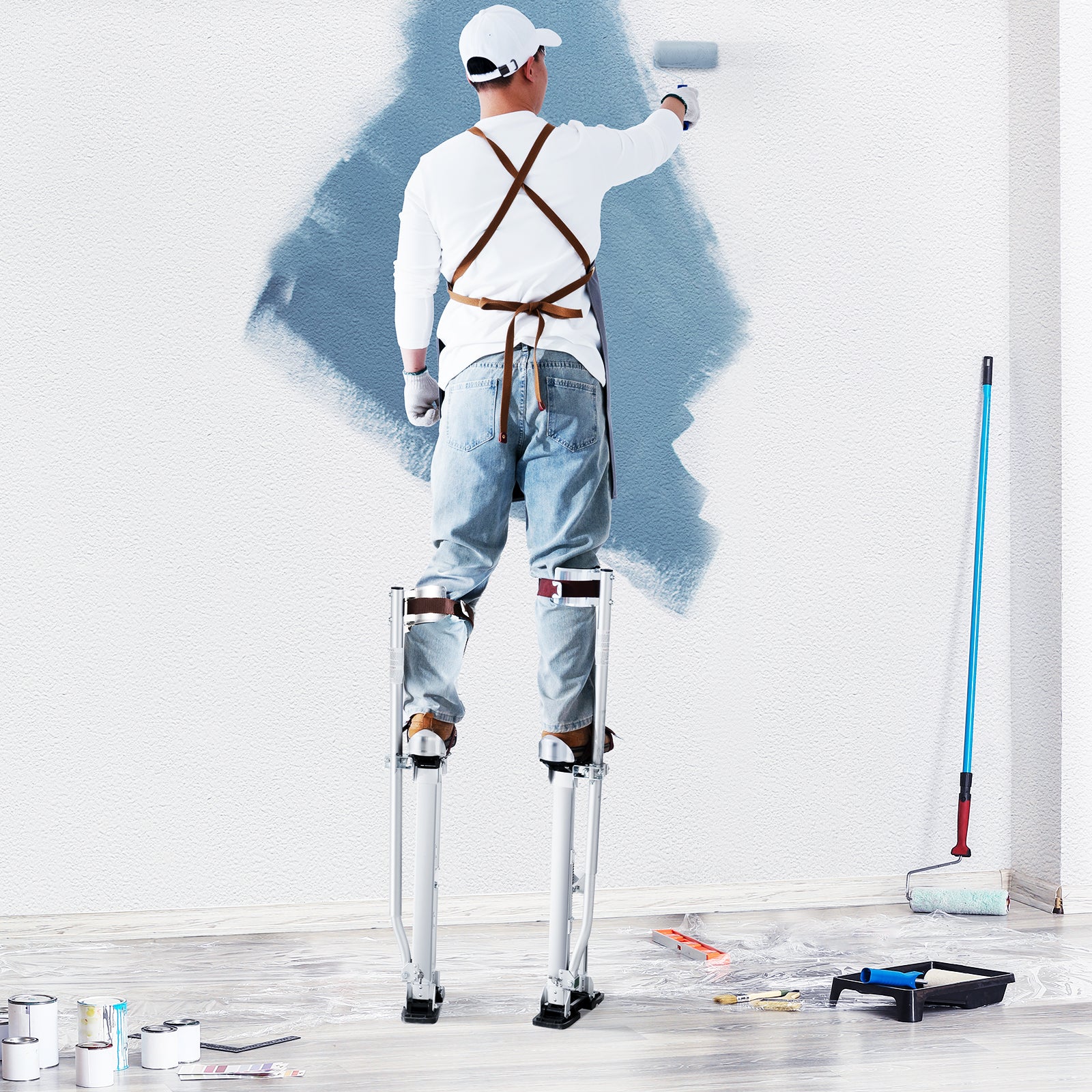 Drywall Stilts Aluminum Tool Stilts 24''-40'' Adjustable Painting Silver