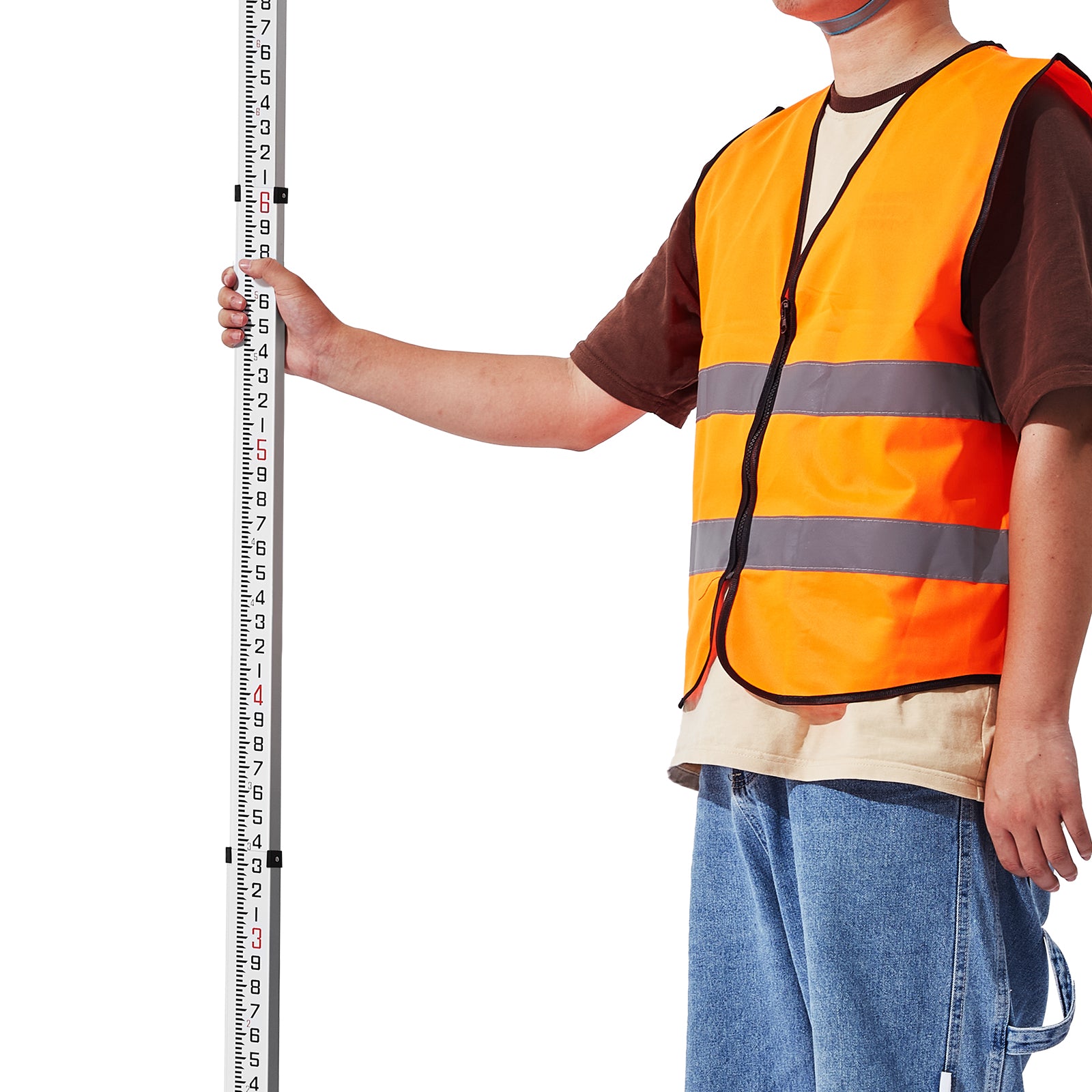 Measuring Rod 18-Feet/10ths 6 Sections Telescopic Grade Rod 1/10ft w/ Bag