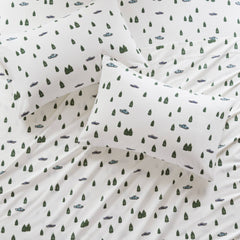 4 PCS Cal King Sheet Set Green Trees & Trucks
