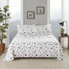 4 PCS Cal King Sheet Set Green Trees & Trucks