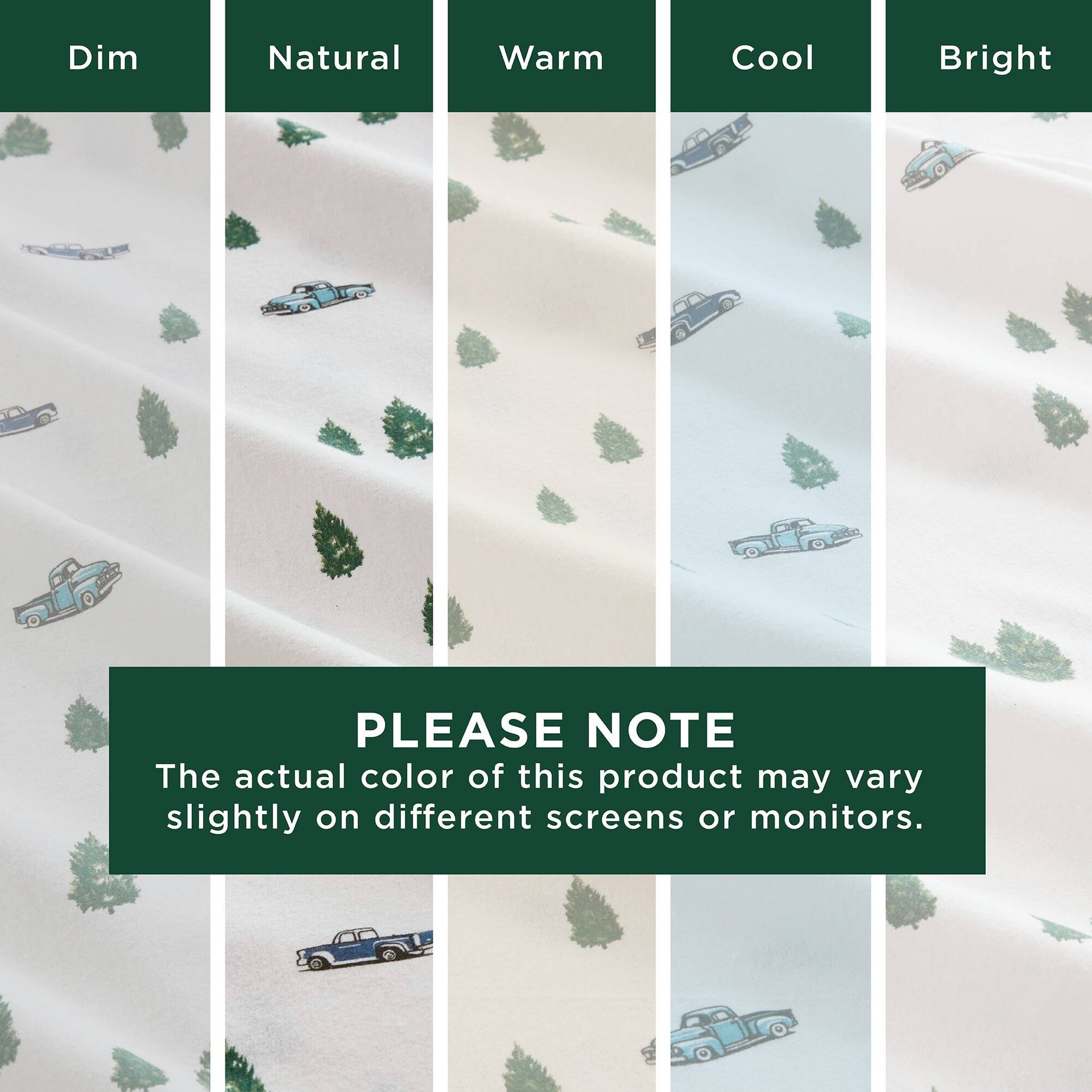 4 PCS Cal King Sheet Set Green Trees & Trucks