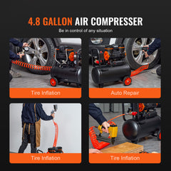 Air Compressor 4.8 Gallon 900W 2.2 CFM@ 90PSI 70 dB Ultra Quiet Oil Free
