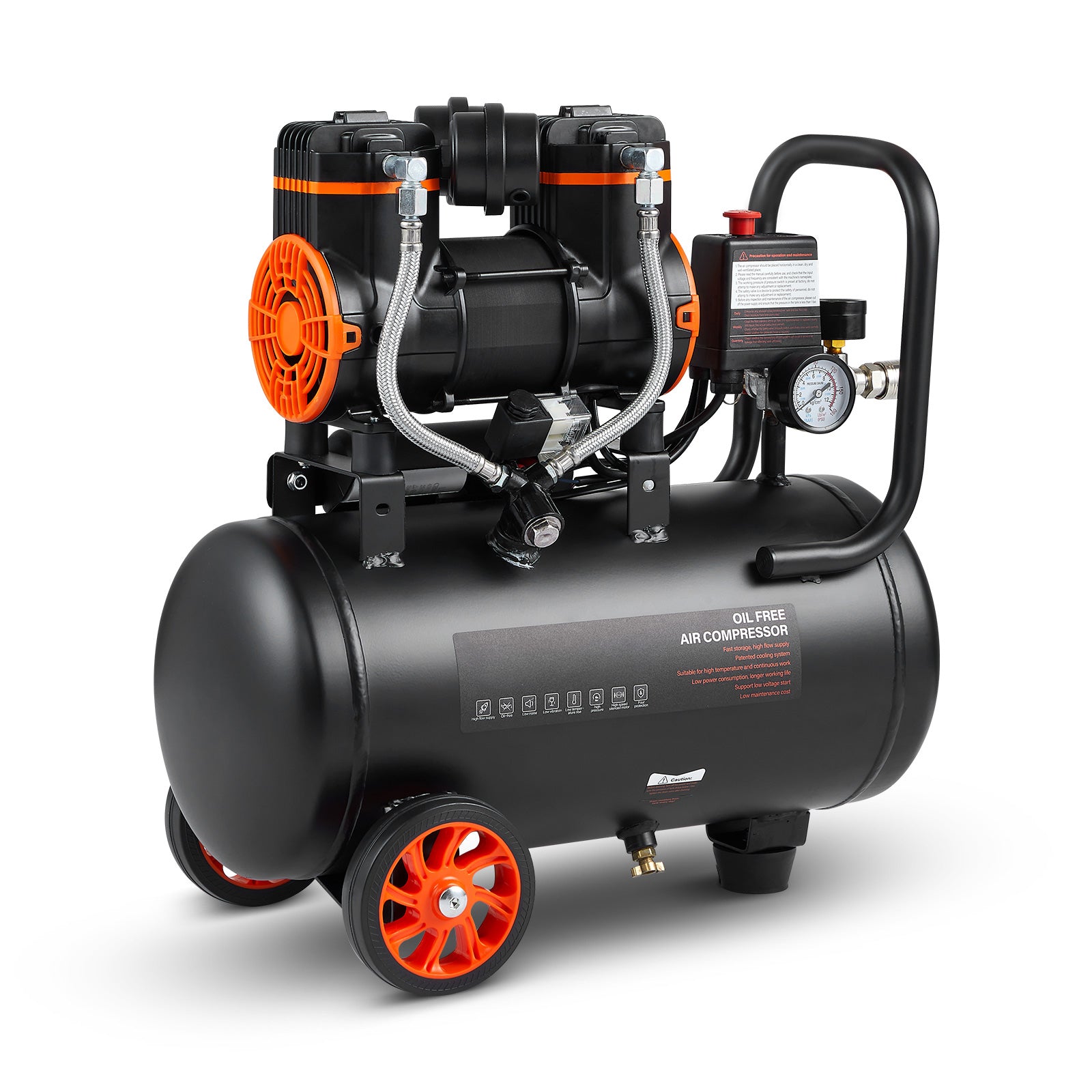 Air Compressor 4.8 Gallon 900W 2.2 CFM@ 90PSI 70 dB Ultra Quiet Oil Free