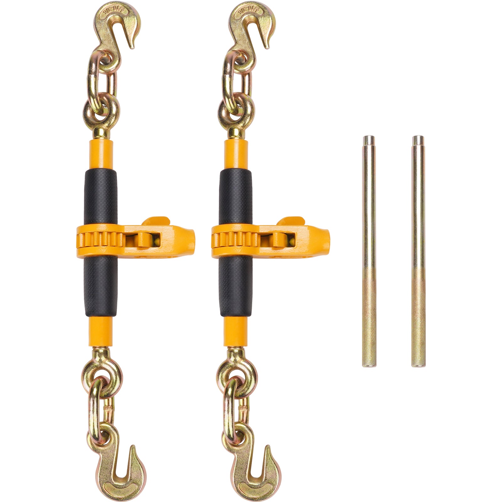 Ratchet Chain Binder, 5/16"-3/8" Heavy Duty Load Binders, with G80 Hooks 7,100 lbs Secure Load Limit, Labor-saving Anti-skid Handle, Tie Down Hauling Chain Binders for Flatbed Truck Trailer, 4 P