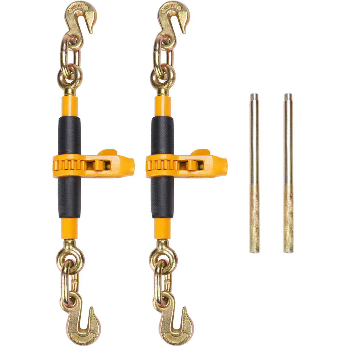 Ratchet Chain Binder, 5/16"-3/8" Heavy Duty Load Binders, with G80 Hooks 7,100 lbs Secure Load Limit, Labor-saving Anti-skid Handle, Tie Down Hauling Chain Binders for Flatbed Truck Trailer, 4 P