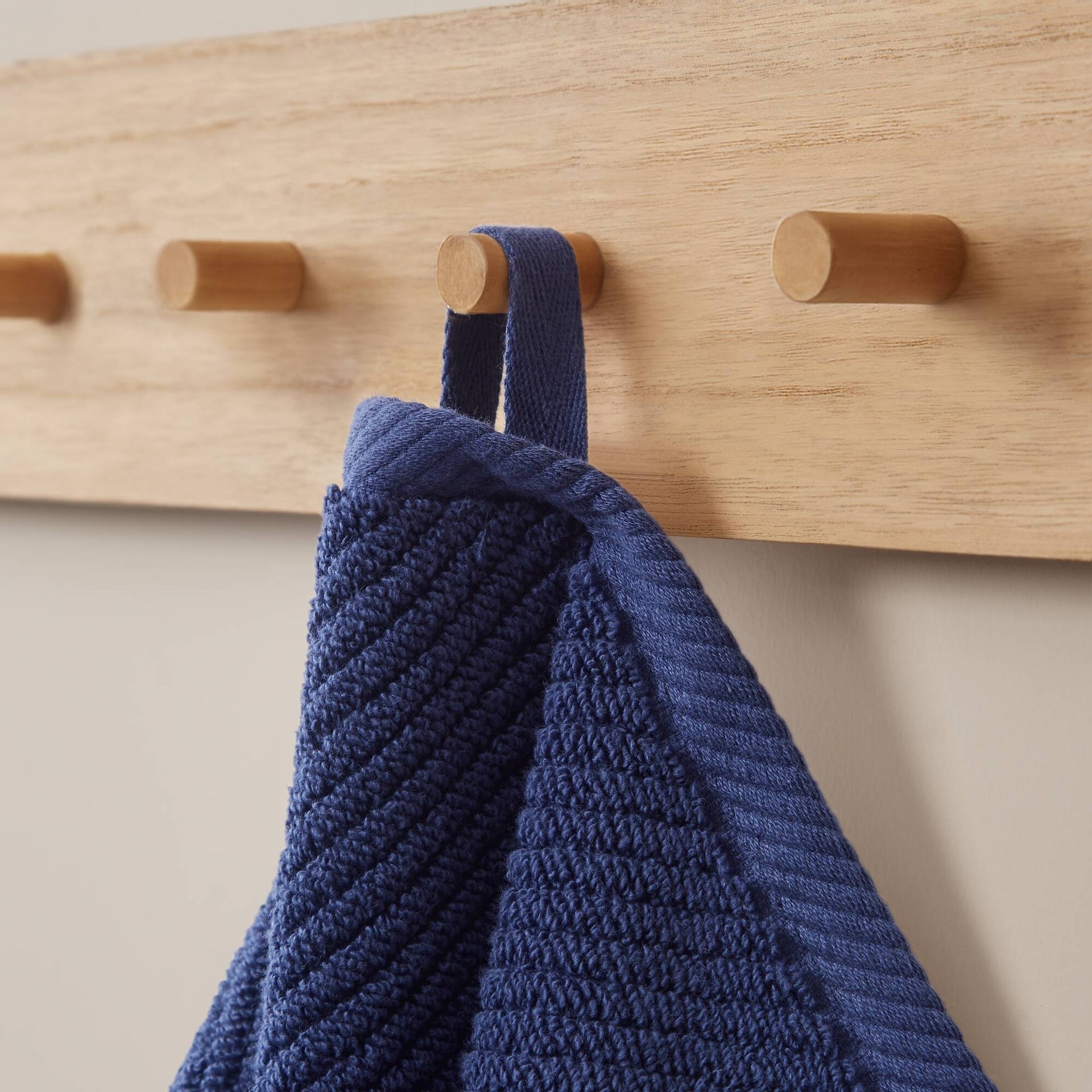 6-Piece 100% Cotton Quick Dry Diagonal Ribbed 6pcs Towel Set, Navy