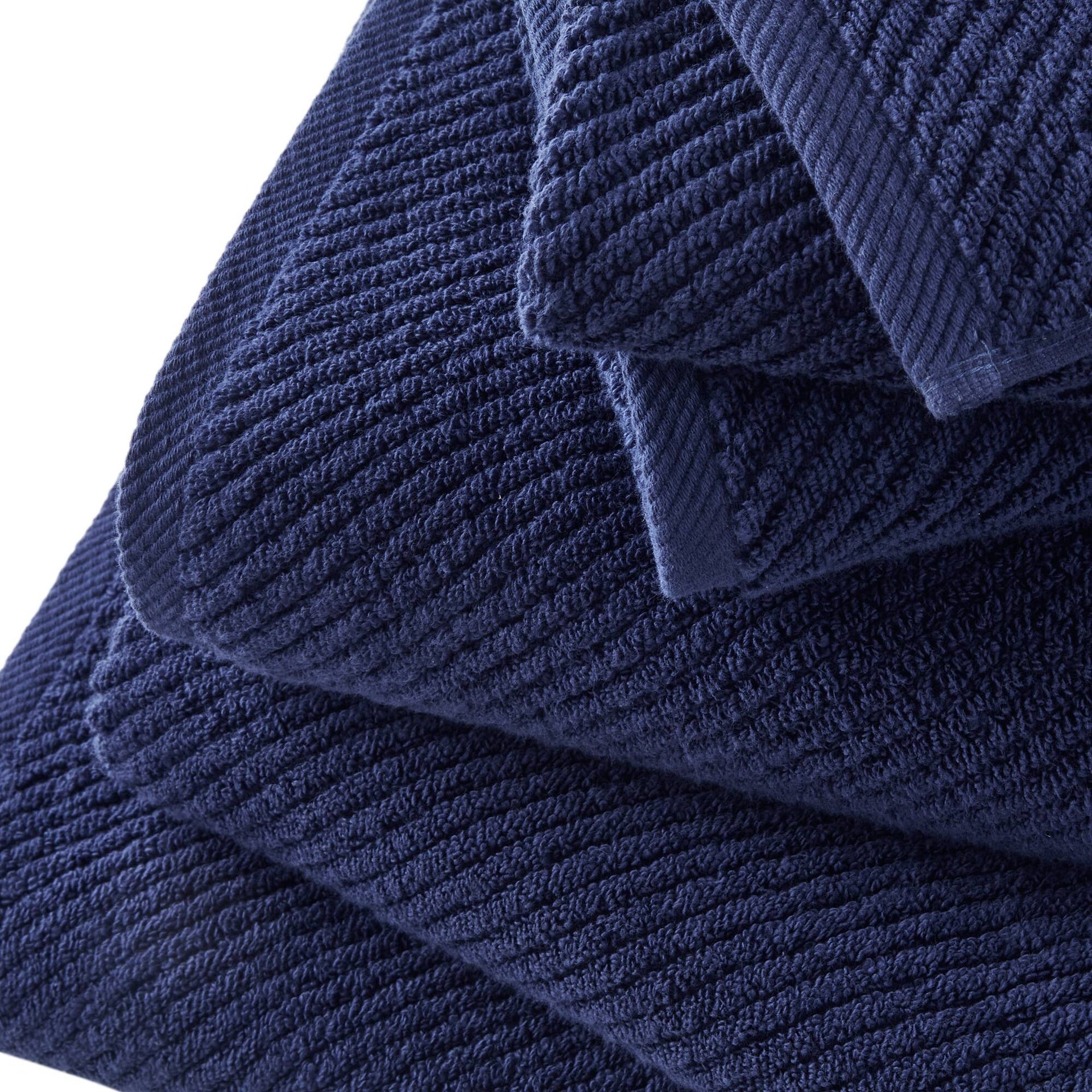 6-Piece 100% Cotton Quick Dry Diagonal Ribbed 6pcs Towel Set, Navy
