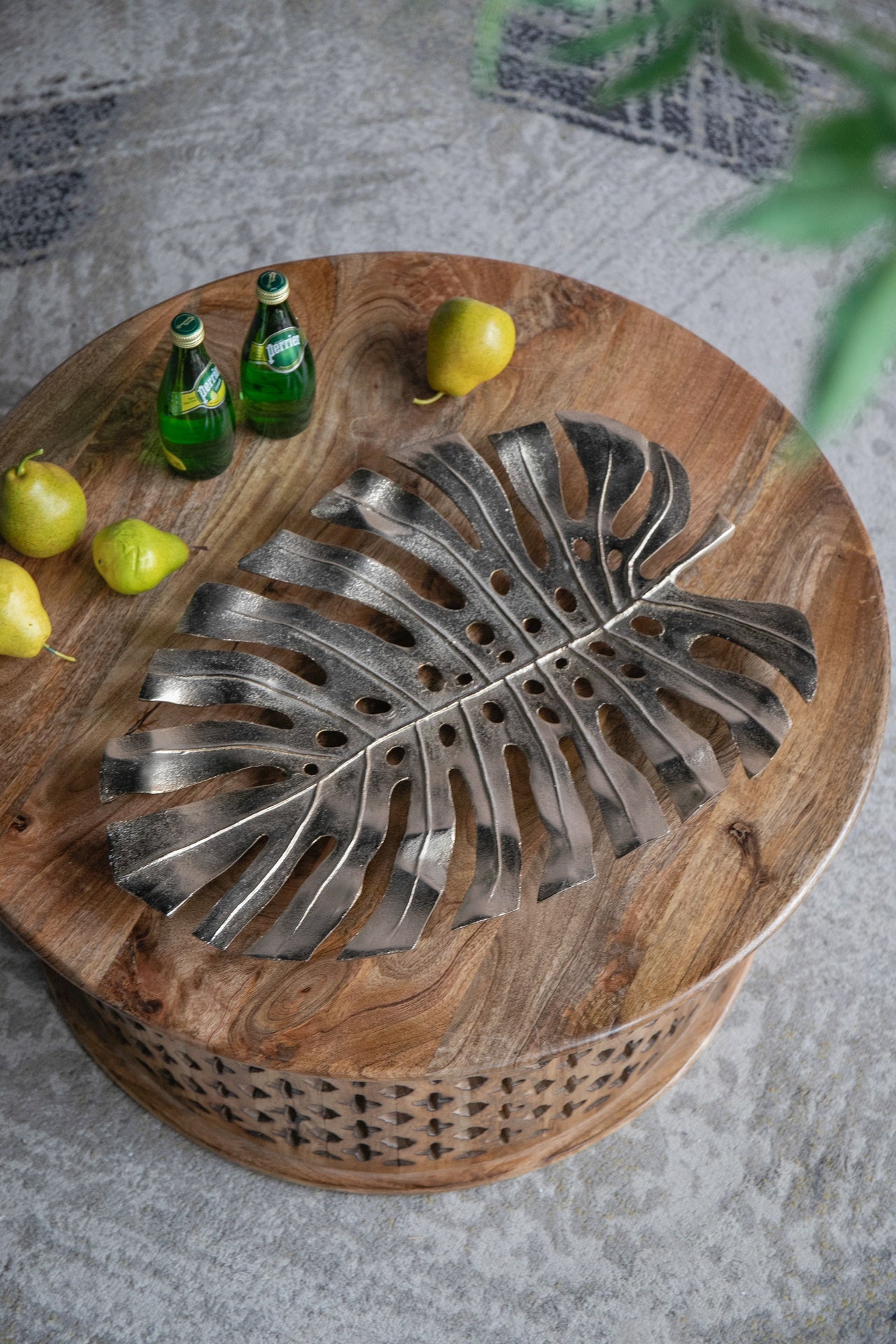 24.8x17.3x2" Gold Monstera Leaf Wall Décor