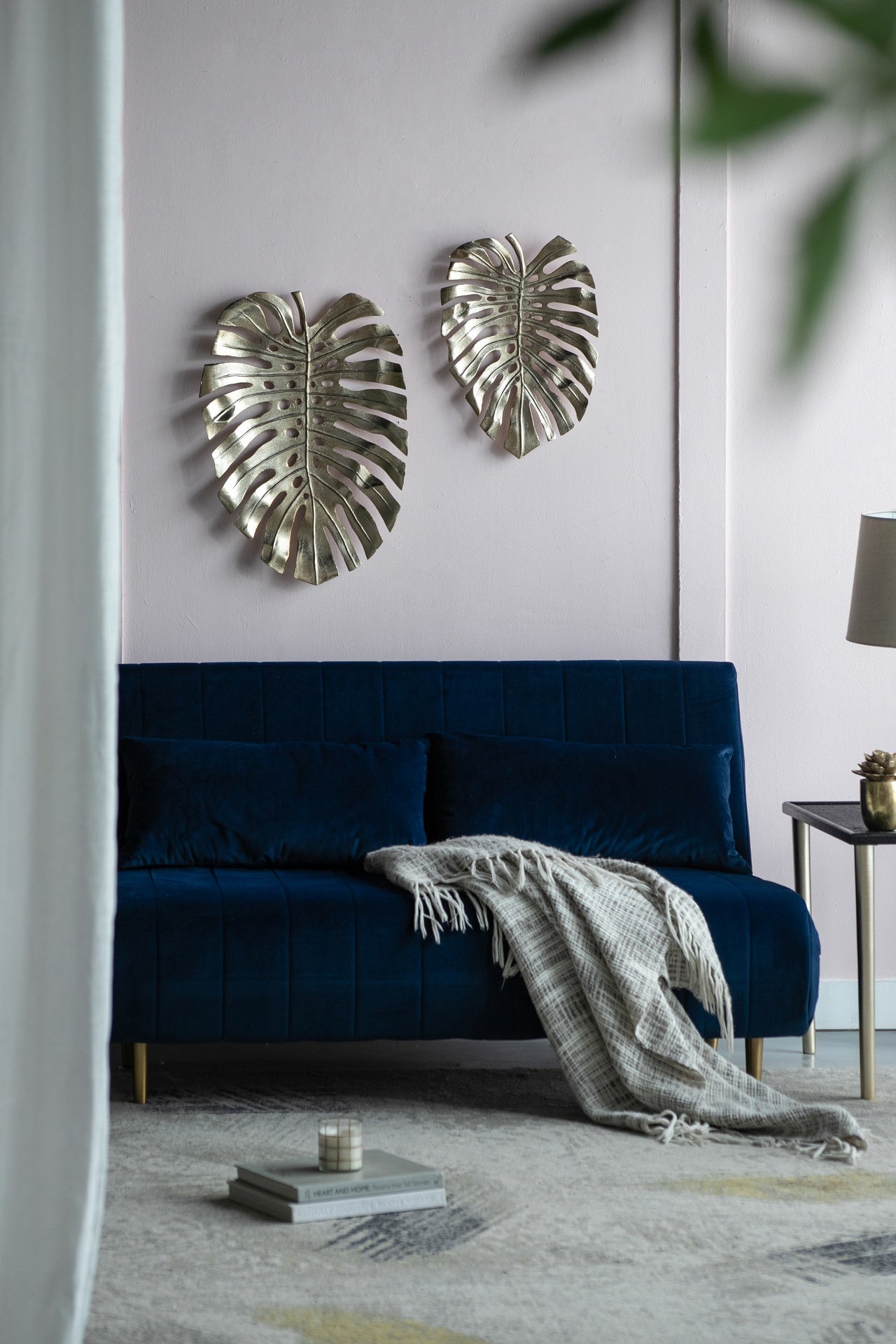 24.8x17.3x2" Gold Monstera Leaf Wall Décor