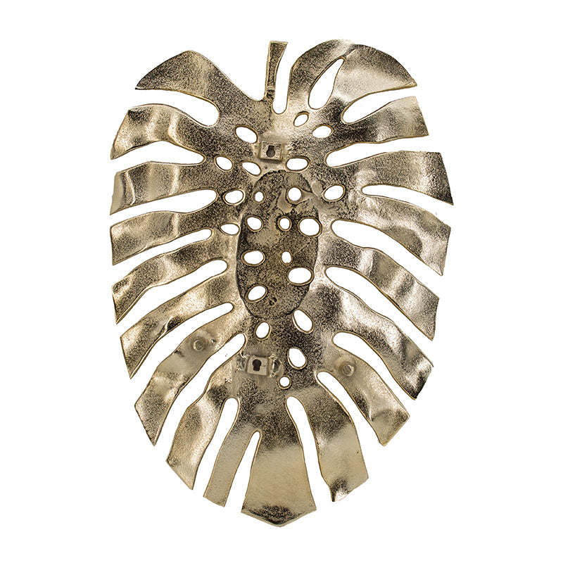 24.8x17.3x2" Gold Monstera Leaf Wall Décor