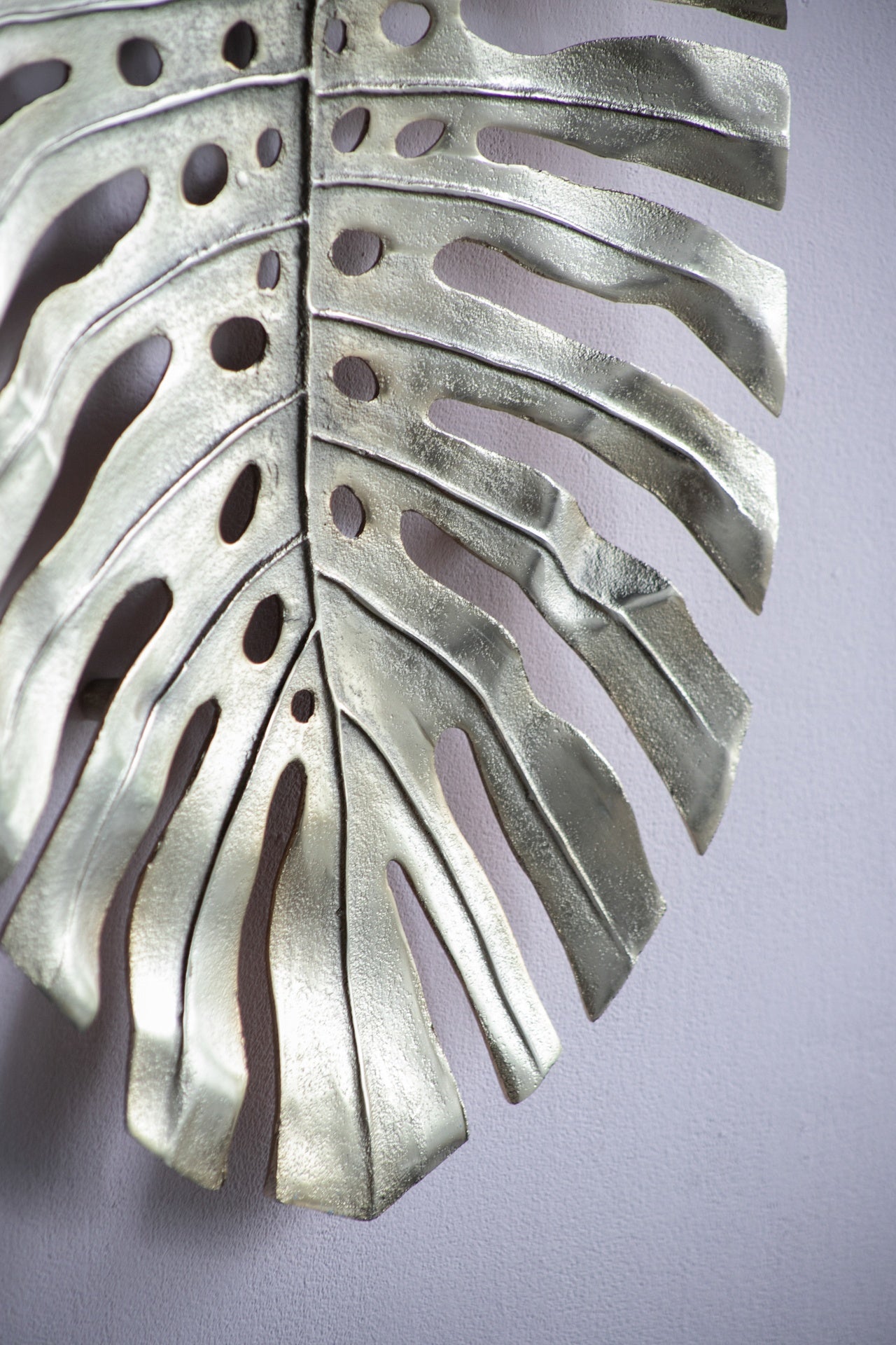 24.8x17.3x2" Gold Monstera Leaf Wall Décor