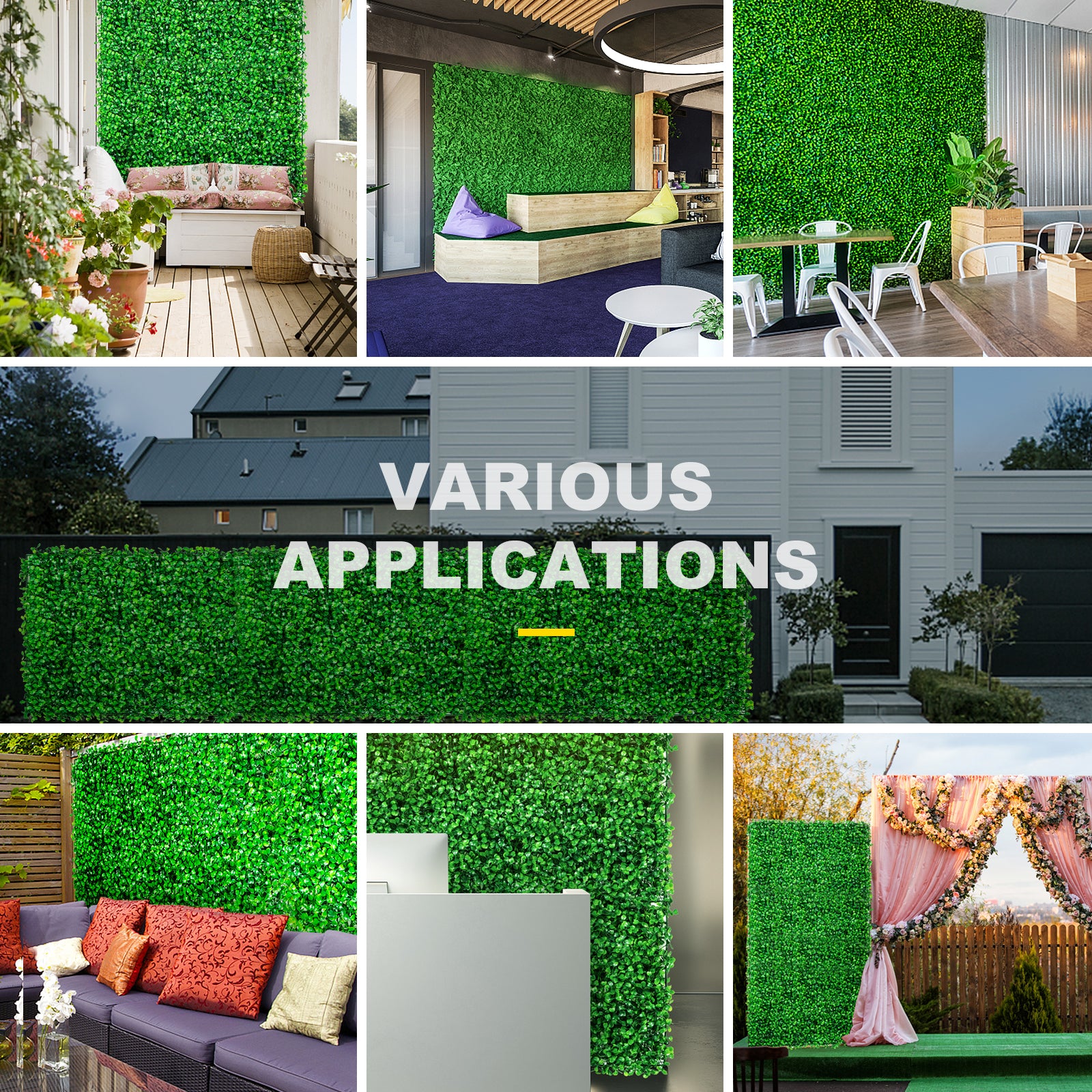 Artificial Boxwood Panel UV 24pcs Boxwood Hedge Wall Panels Artificial Grass Backdrop Wall 10" X 10" 4 cm Green Grass Wall, Fake Hedge for Decor Privacy Fence Indoor, Outdoor Garden Backyard